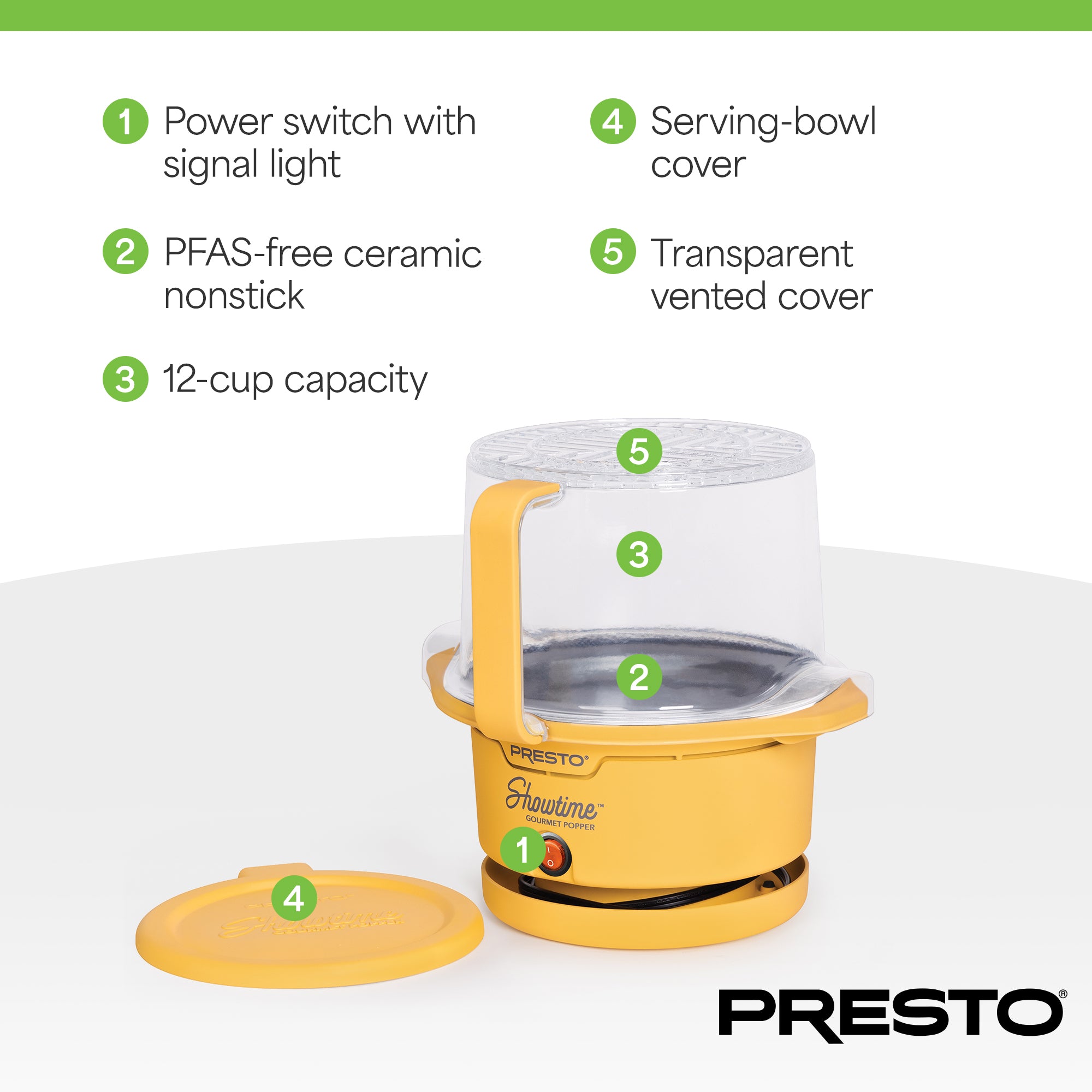 Presto Showtime Gourmet Popper, Nonstick Popcorn Maker, 12 Cups (Open Box)