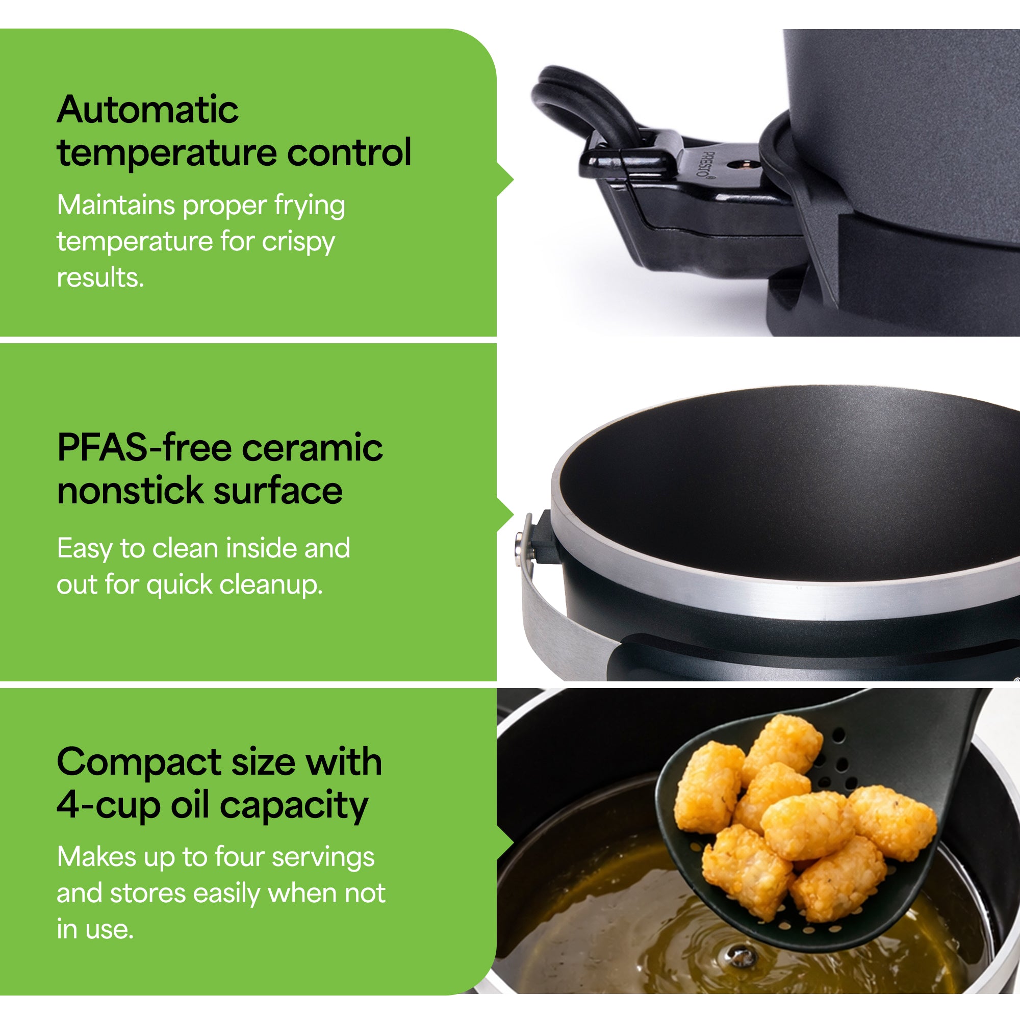 Presto FryDaddy Electric Deep Fryer, Ceramic Nonstick, 4-Cup Oil Capacity, Black (Open Box)