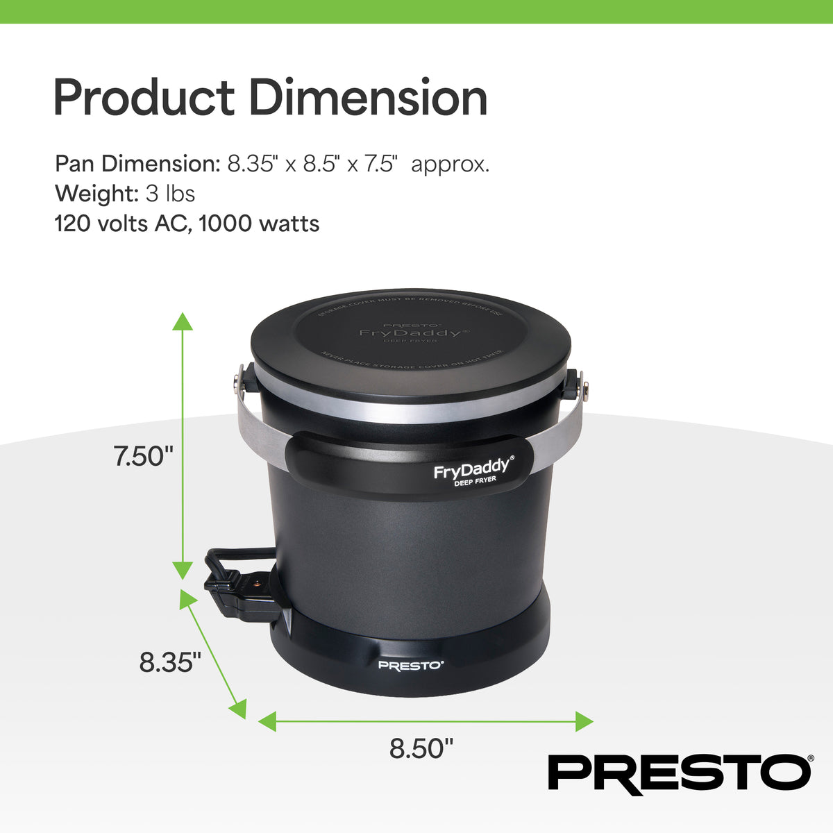 Presto FryDaddy Electric Deep Fryer, Ceramic Nonstick, 4-Cup Oil Capacity, Black - VMInnovations