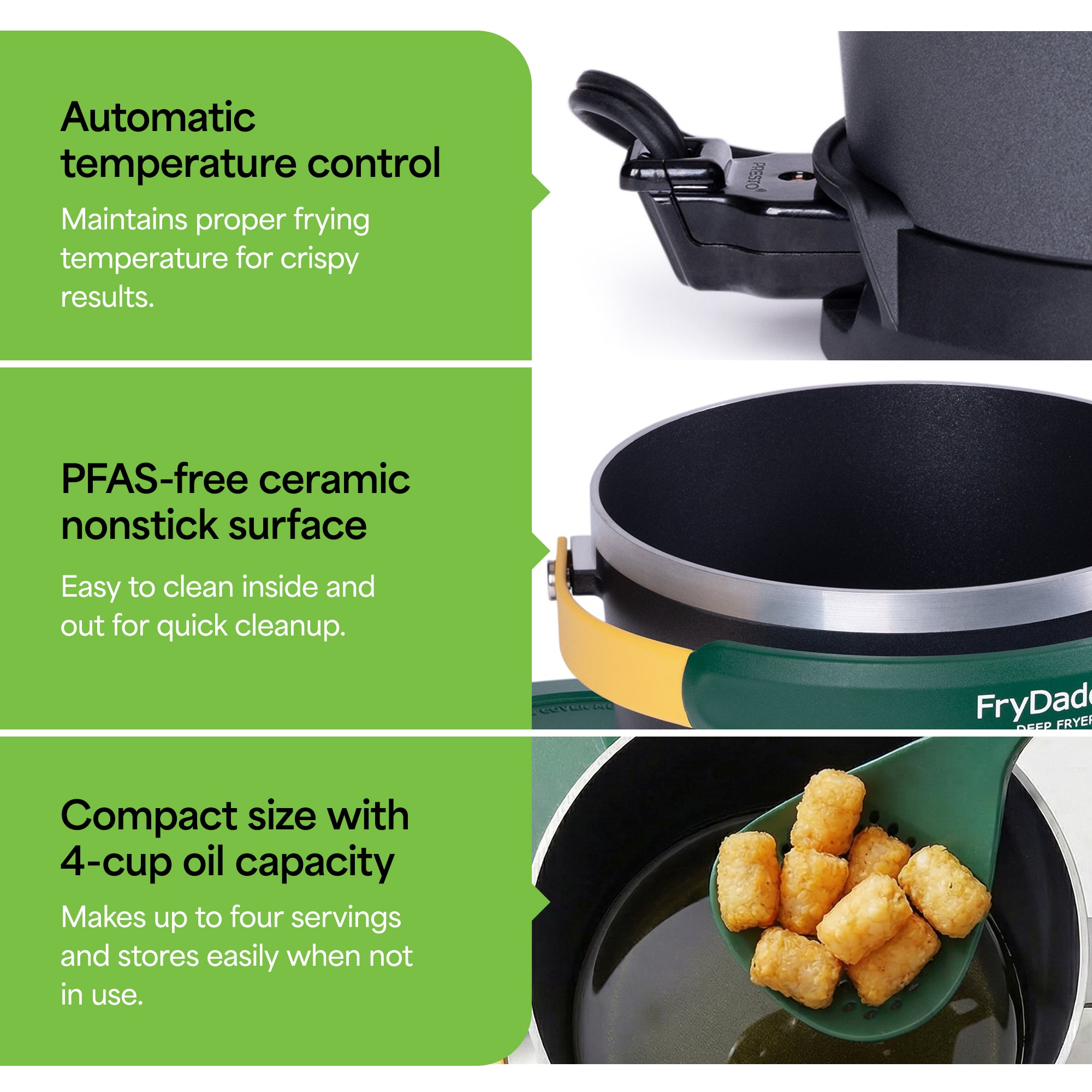 Presto FryDaddy Electric Deep Fryer, Ceramic Nonstick, 4-Cup Oil Capacity, Multi - VMInnovations