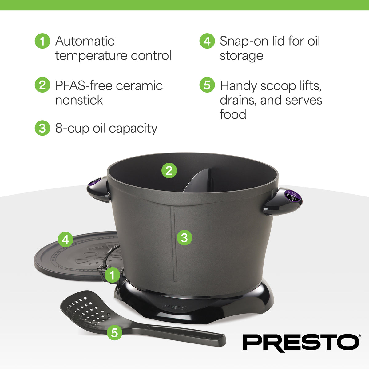 Presto DualDaddy Electric Deep Fryer with Divider, Ceramic Nonstick (Open Box)