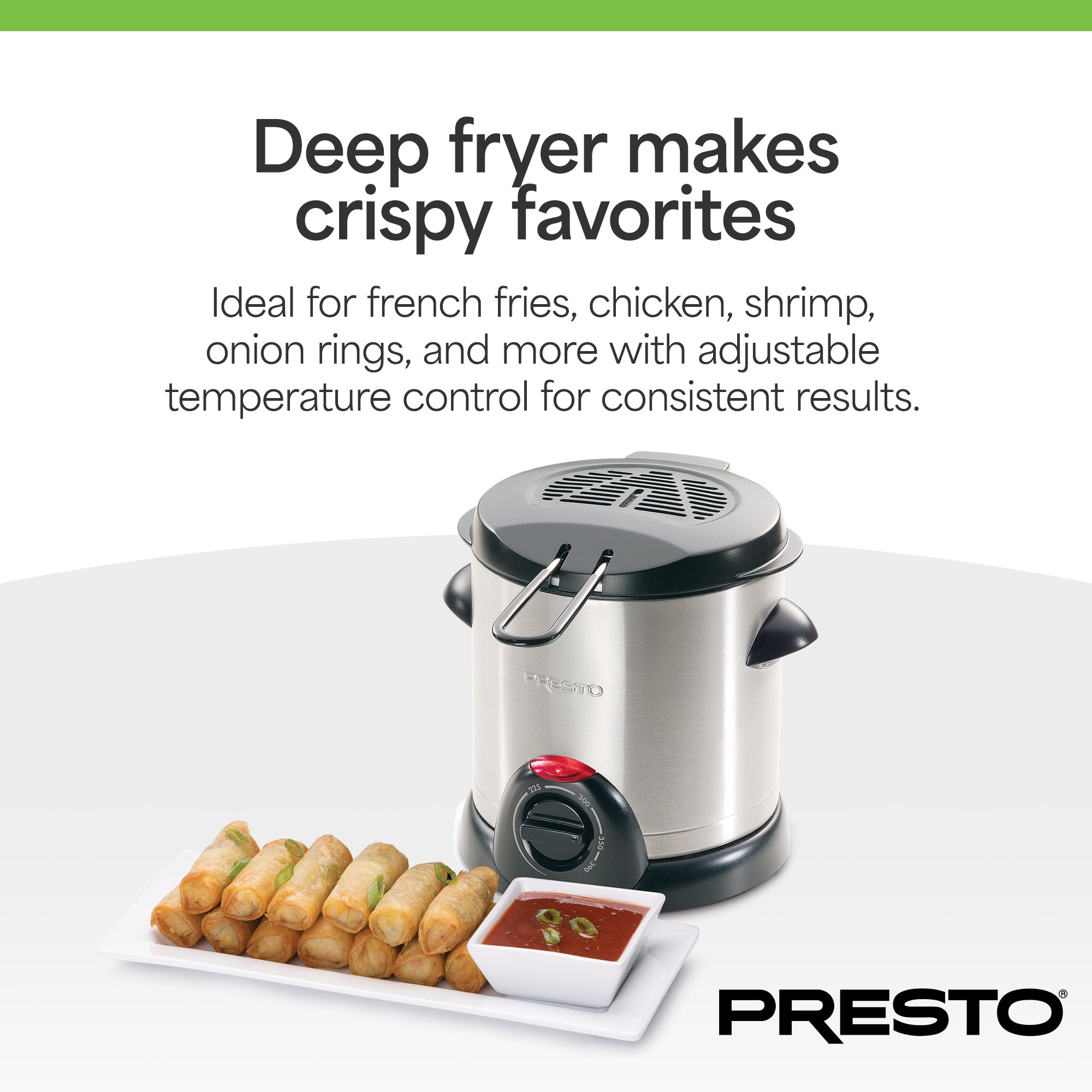 Presto 1L Stainless Steel Electric Deep Fryer with Temperature Control, Silver - VMInnovations