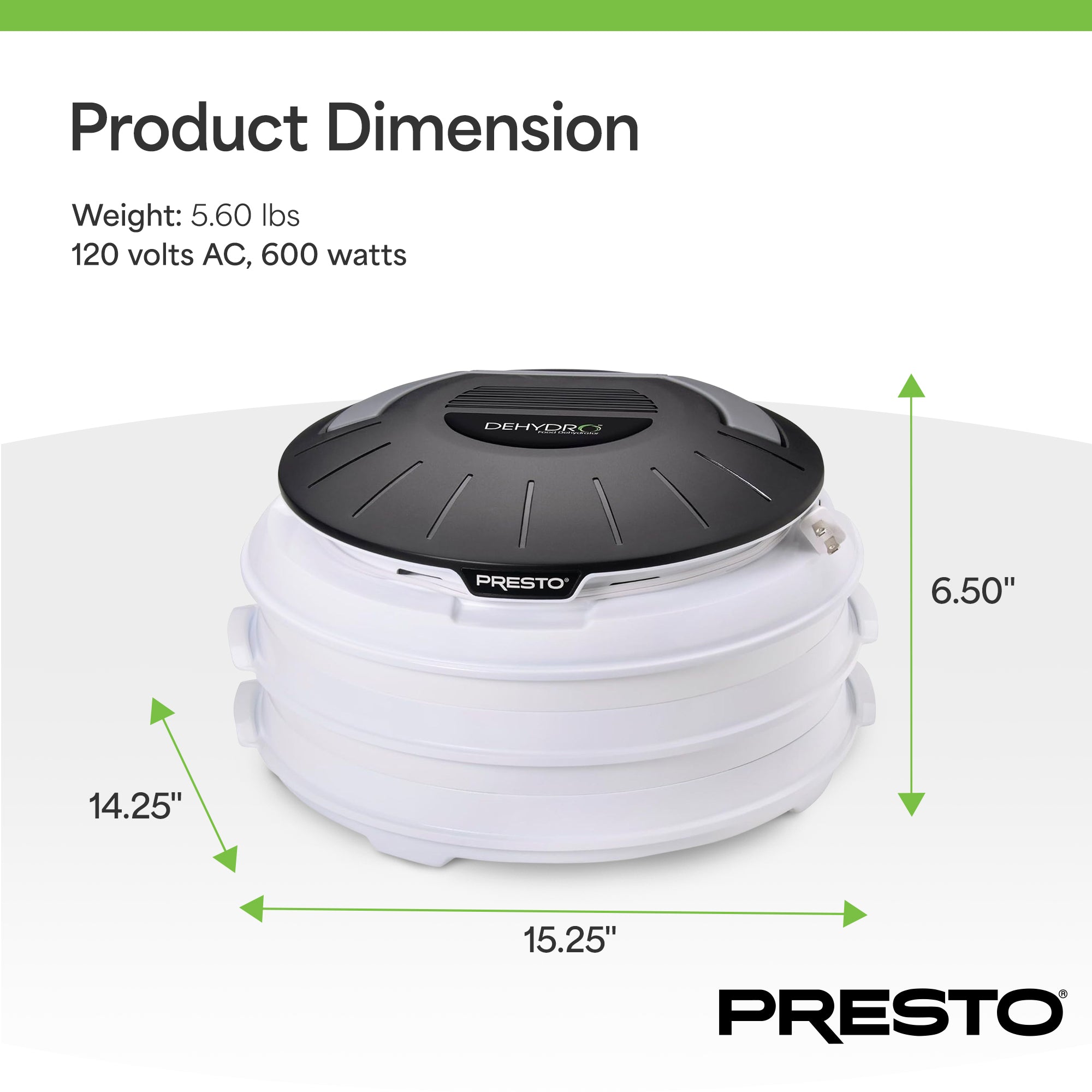 Presto Dehydro Electric Food Dehydrator, 4-Tray Expandable Dryer Machine, White - VMInnovations