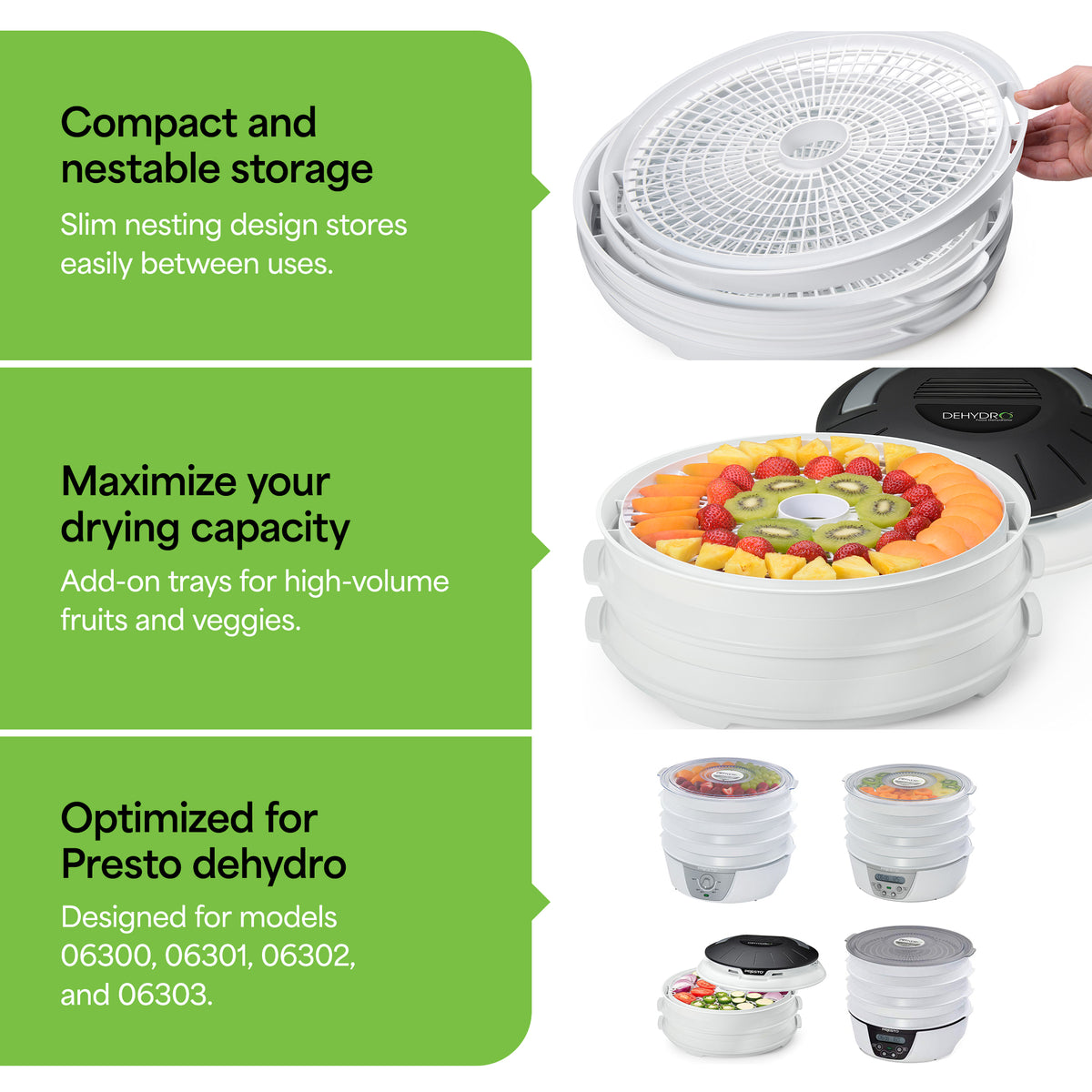 Presto Round Add-on Nesting Trays for Select Dehydro Food Dehydrators (Open Box)