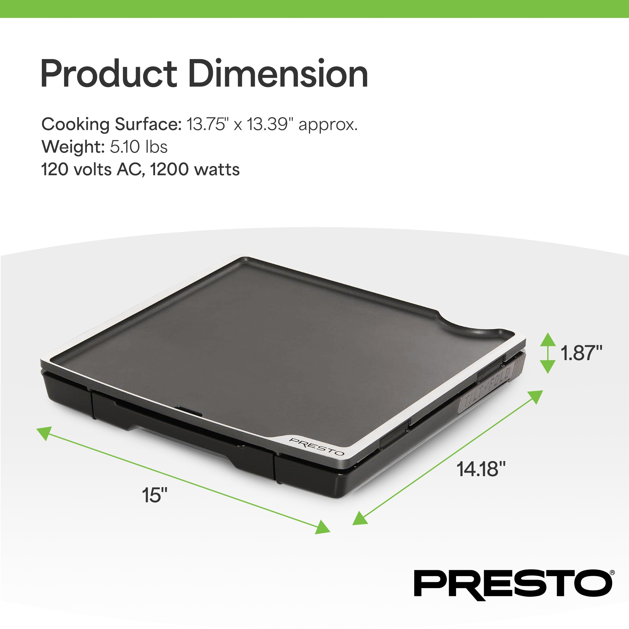 Presto 15-Inch Electric Tilt-n-Fold Griddle, Nonstick Flat Top Grill, Black