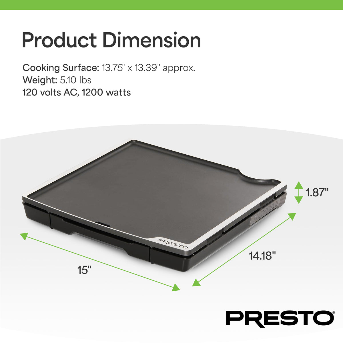 Presto 15-Inch Electric Tilt-n-Fold Griddle, Nonstick Flat Top Grill, Black
