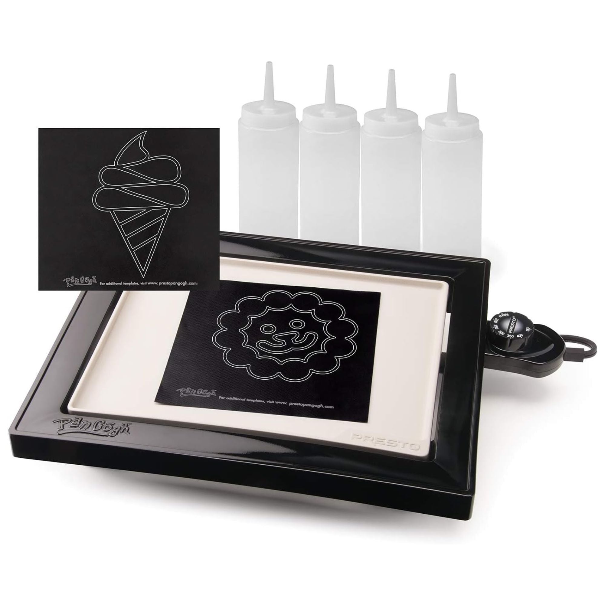 Presto PanGogh Electric Griddle w/ Batter Bottles & Template, Nonstick Flat Top - VMInnovations