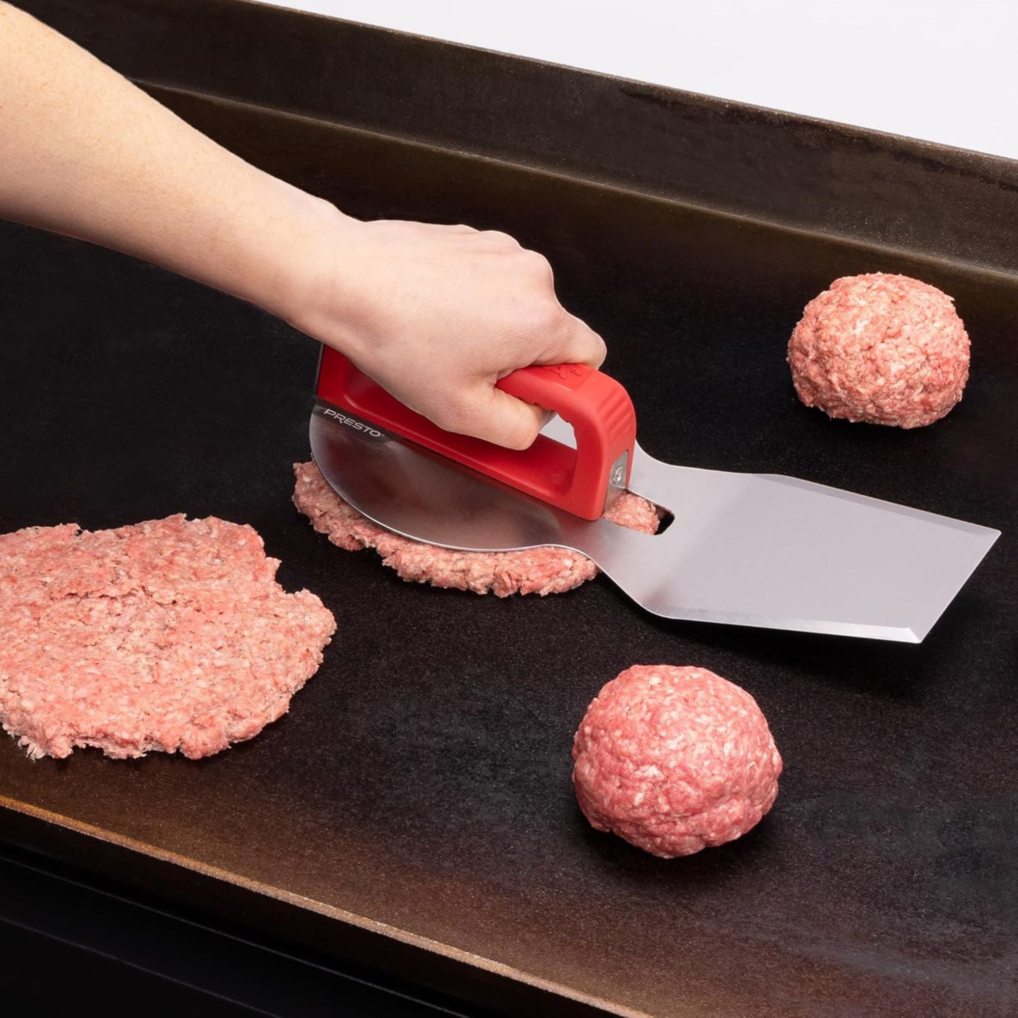 Presto Smashula Burger Press and Spatula, Stainless Steel 4 In 1 Grill Tool