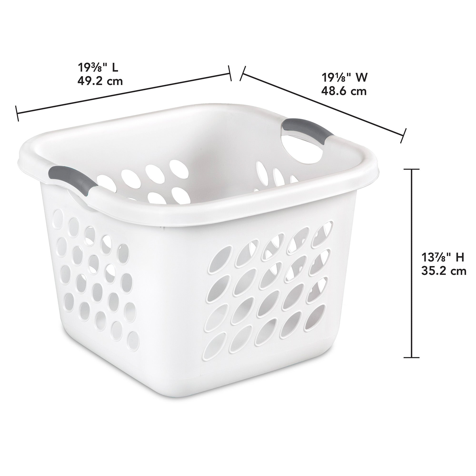 Sterilite Square Laundry Basket, 1.5 BushelHamper with Handles, White, 12 Pack - VMInnovations
