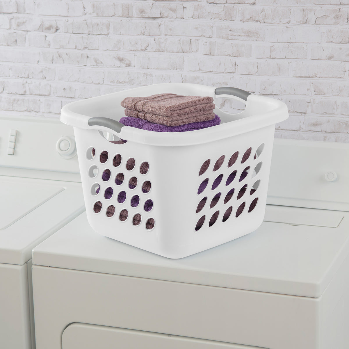 Sterilite Square Laundry Basket, 1.5 BushelHamper with Handles, White, 16 Pack