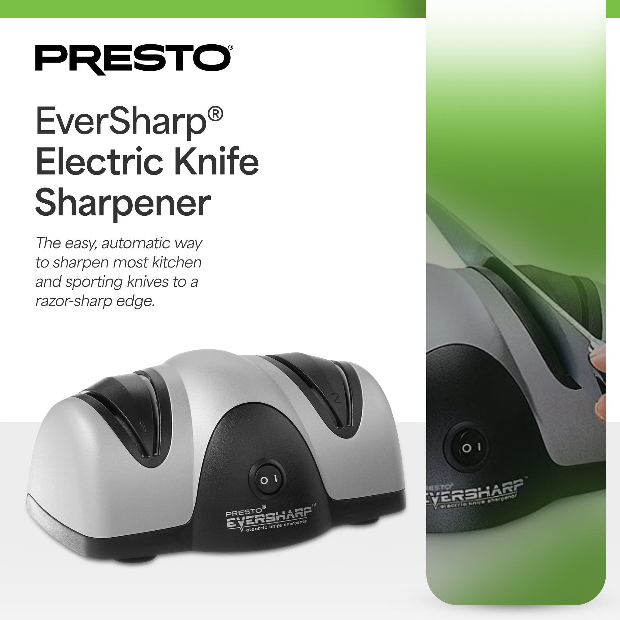 Presto EverSharp Electric Knife Sharpener, 2-Stage System with Sapphirite Wheels
