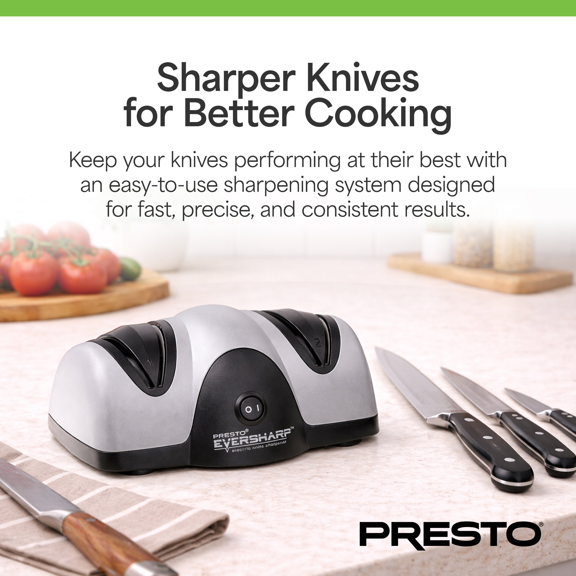 Presto EverSharp Electric Knife Sharpener, 2-Stage System with Sapphirite Wheels
