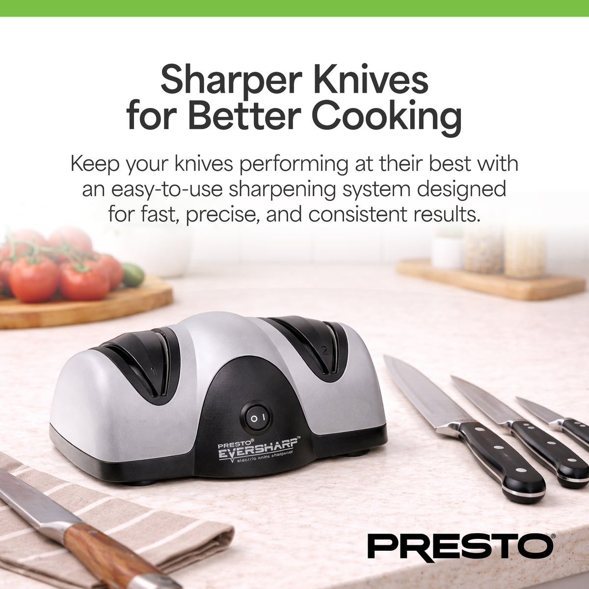 Presto EverSharp Electric Knife Sharpener, 2-Stage System with Sapphirite Wheels