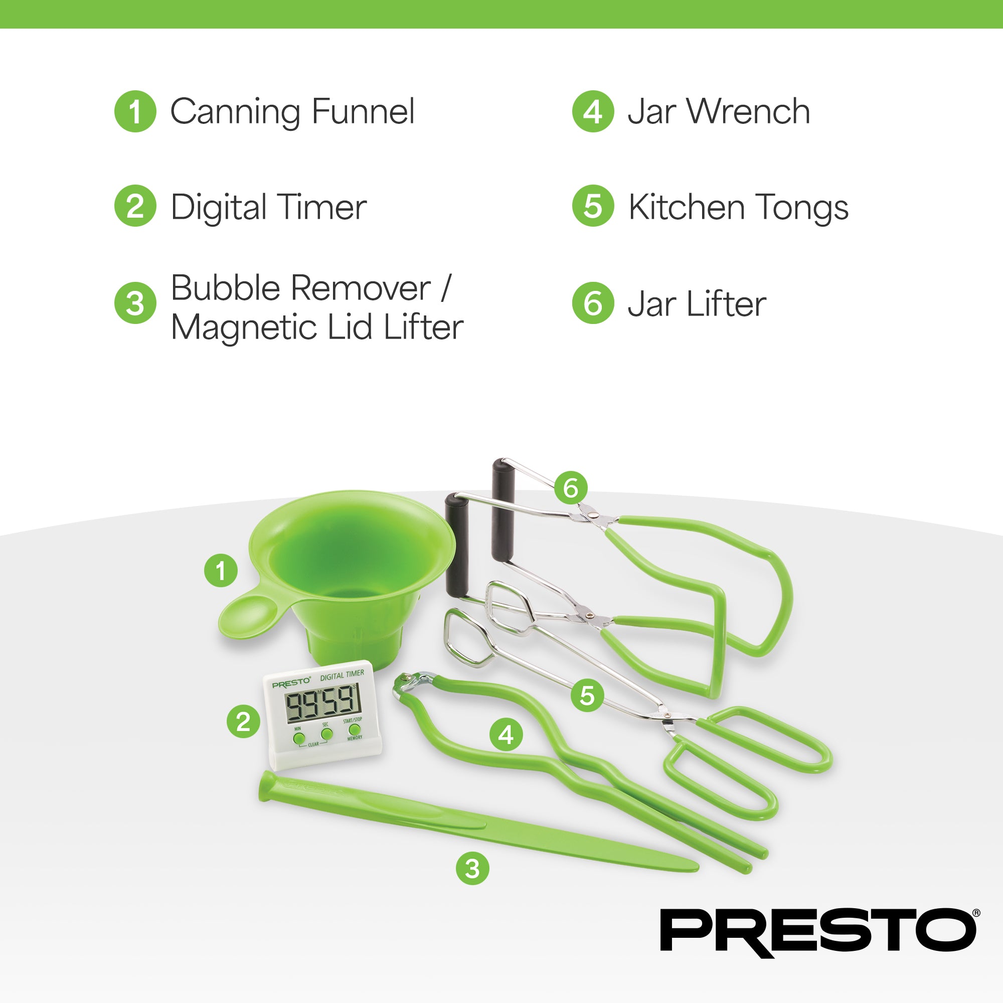 Presto 7 Function Canning Kit, Canner Tools for Pickling and Pressure Canning