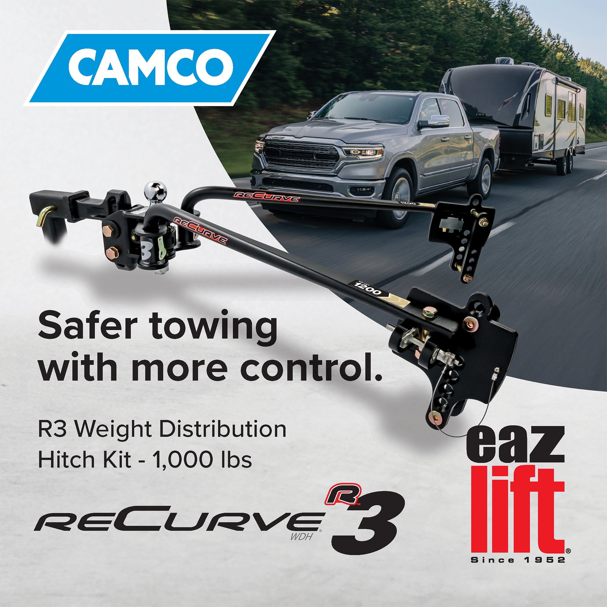 Camco Eaz-Lift ReCurve R3 1000Lb Weight Distribution Hitch, (Open Box)