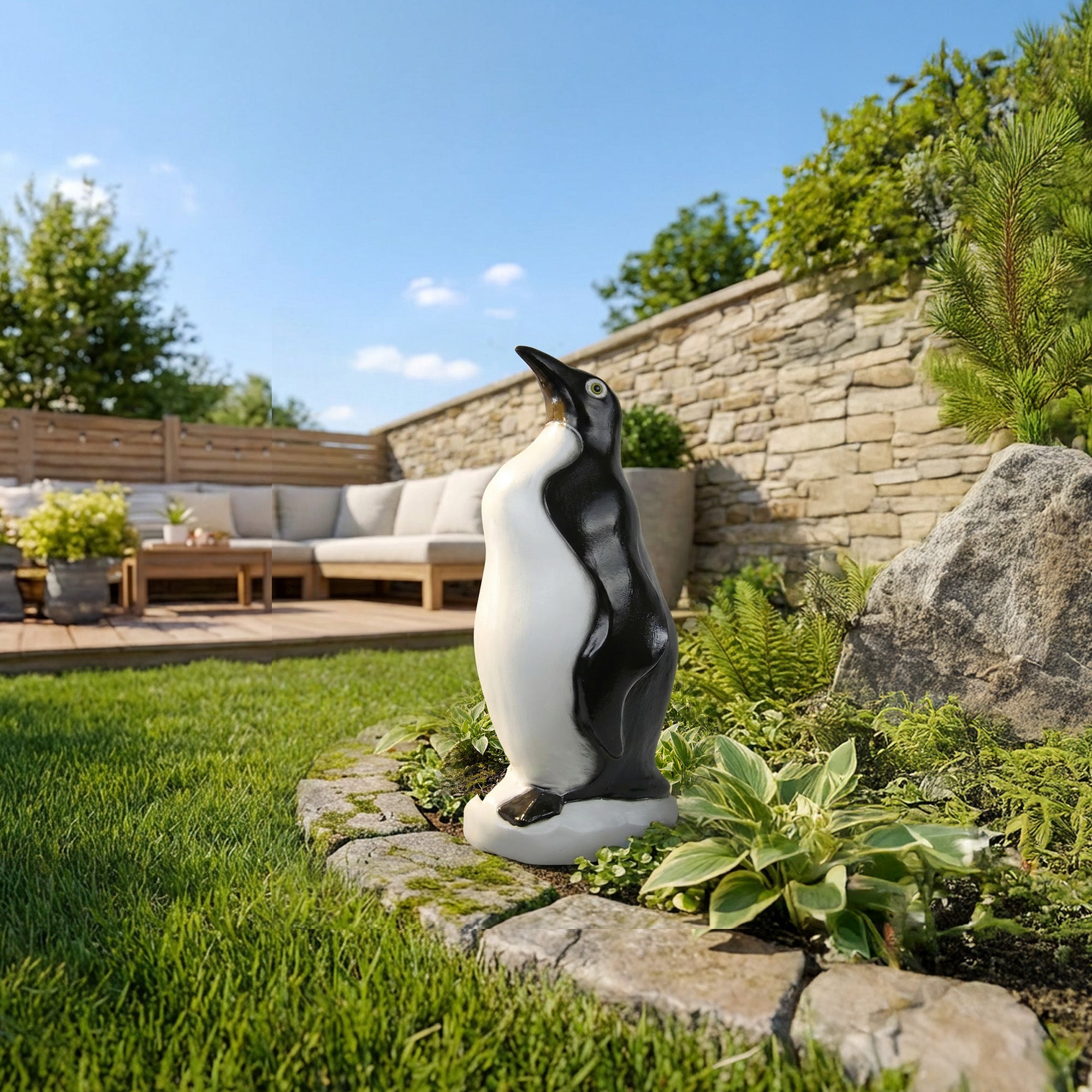 Union Products Outdoor Penguin Lawn and Garden Statue, 23" Tall Animal Figurine - VMInnovations