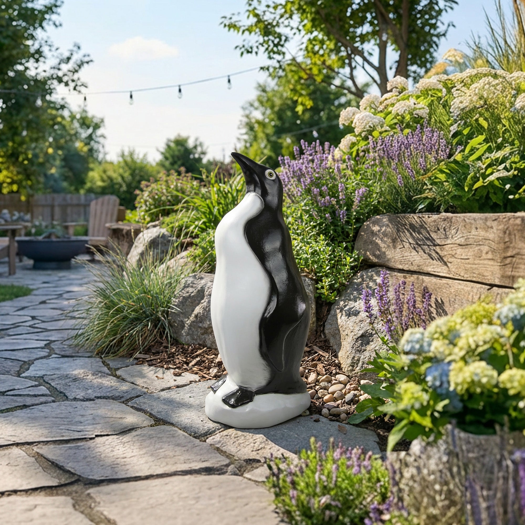 Union Products Outdoor Penguin Lawn and Garden Statue, 23" Tall Animal Figurine - VMInnovations
