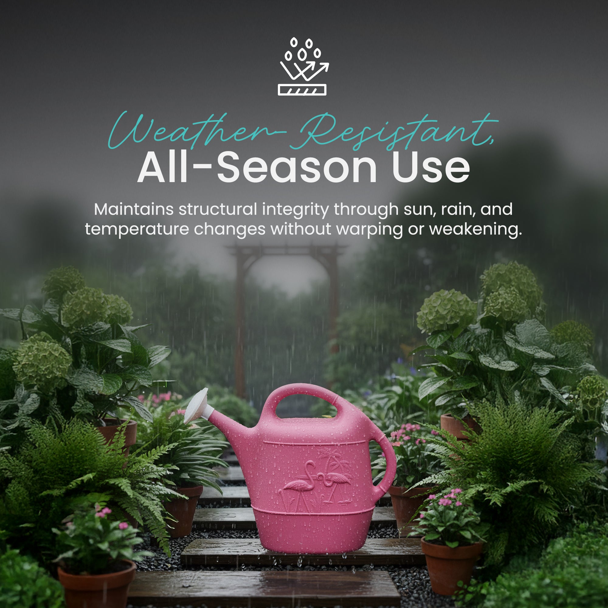 Union Products Indoor Outdoor Flamingo 2 Gallon Plastic Plant Watering Can, Pink - VMInnovations