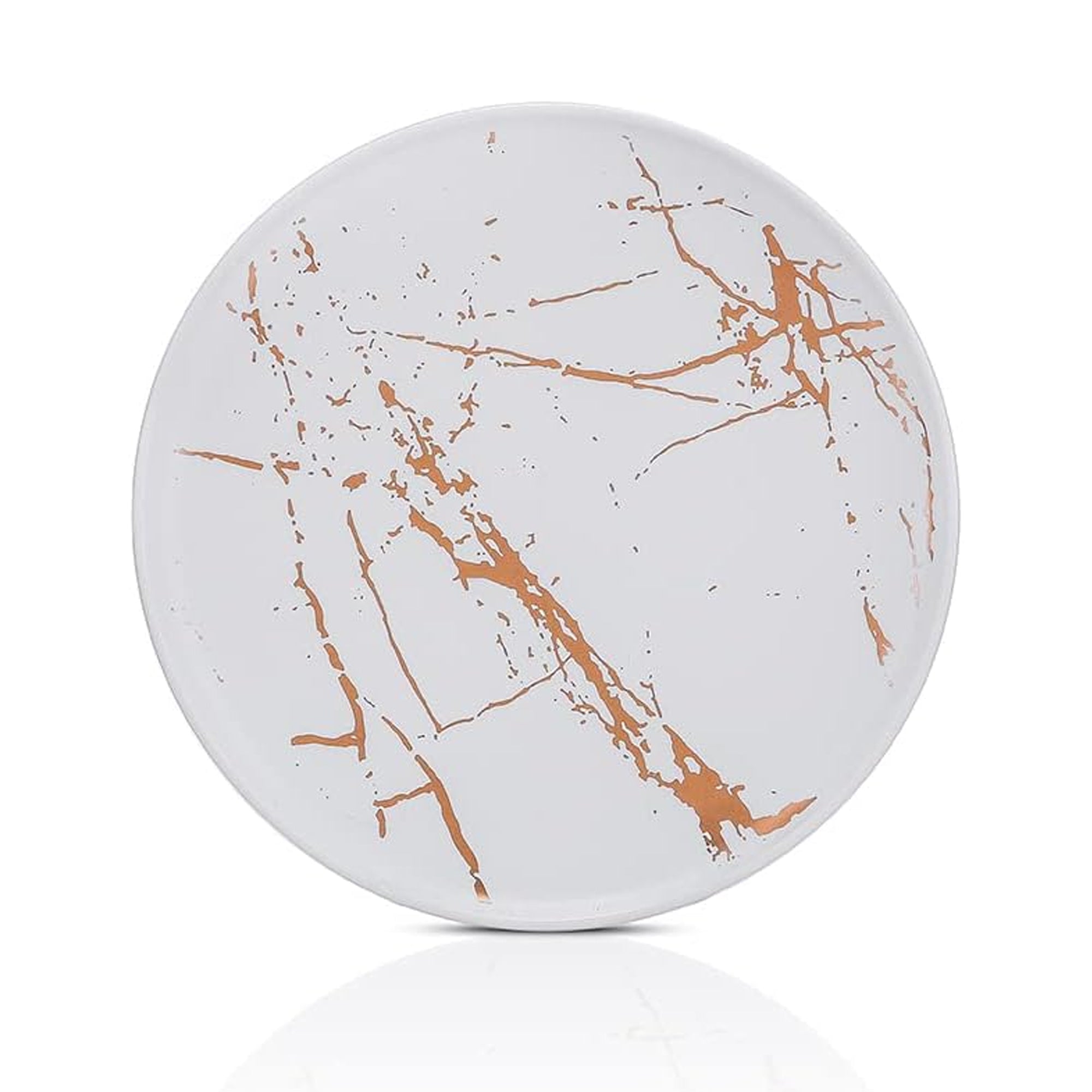 Stone Lain Zora Porcelain 4 Piece Dinner Plate Set, Serving Dishes, White - VMInnovations