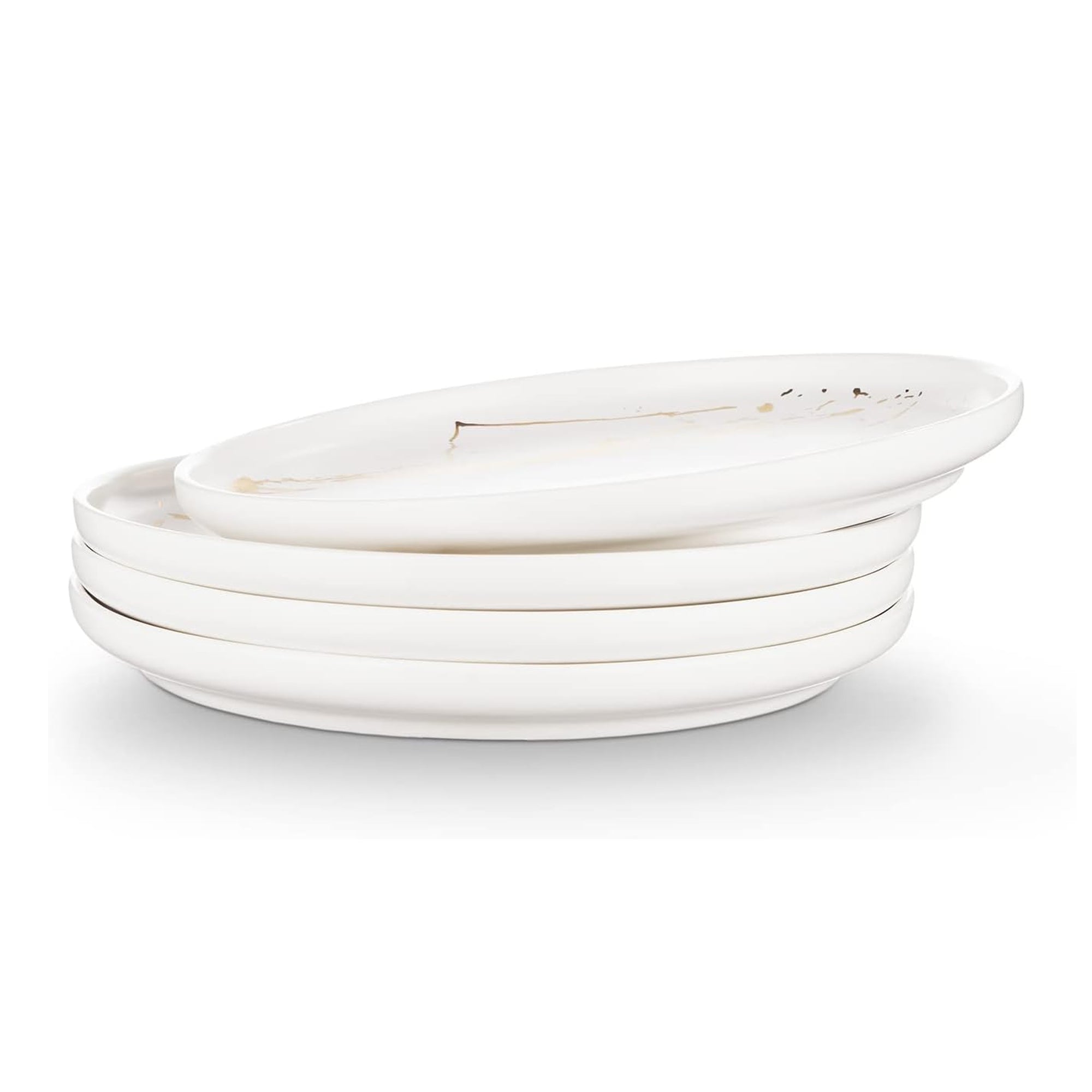 Stone Lain Zora Porcelain 4 Piece Dinner Plate Set, Serving Dishes, White - VMInnovations