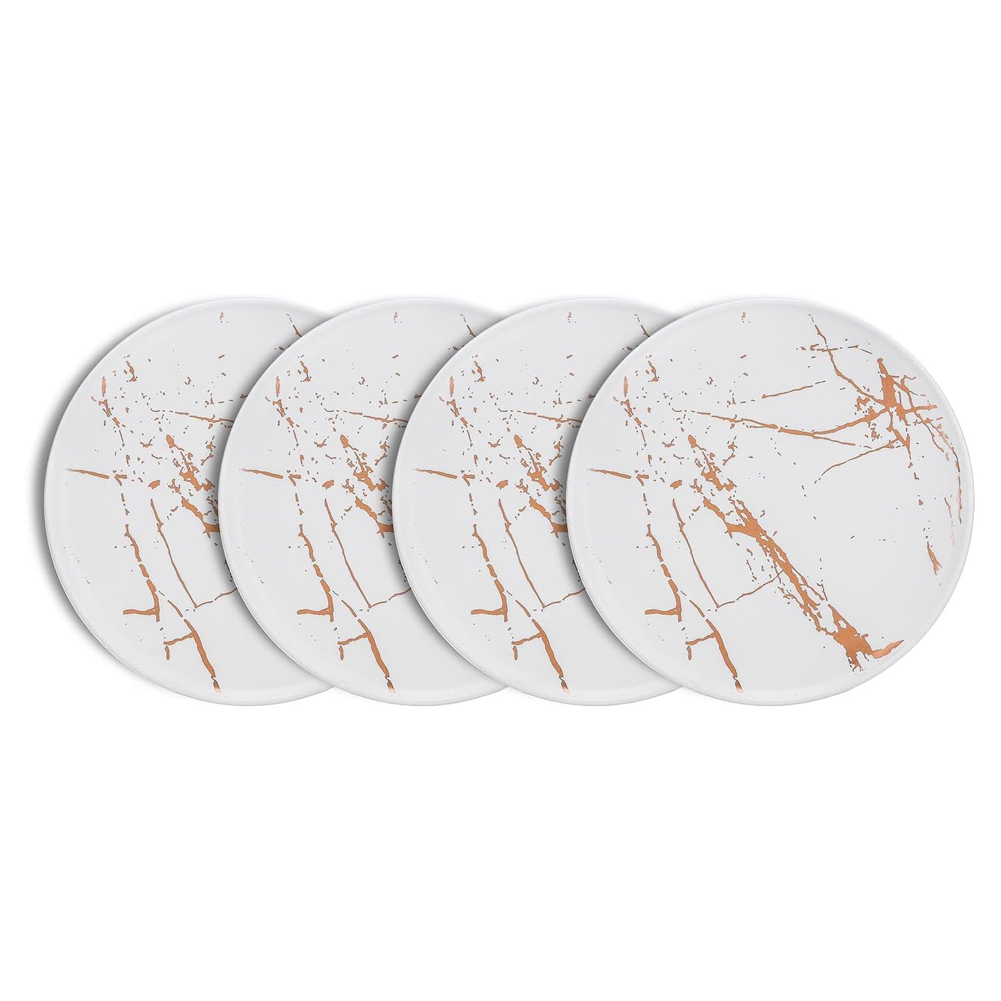 Stone Lain Zora Porcelain 4 Piece Dinner Plate Set, Serving Dishes, White - VMInnovations