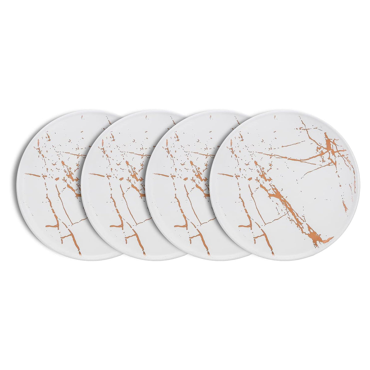 Stone Lain Zora Porcelain 4 Piece Dinner Plate Set, Serving Dishes, White - VMInnovations