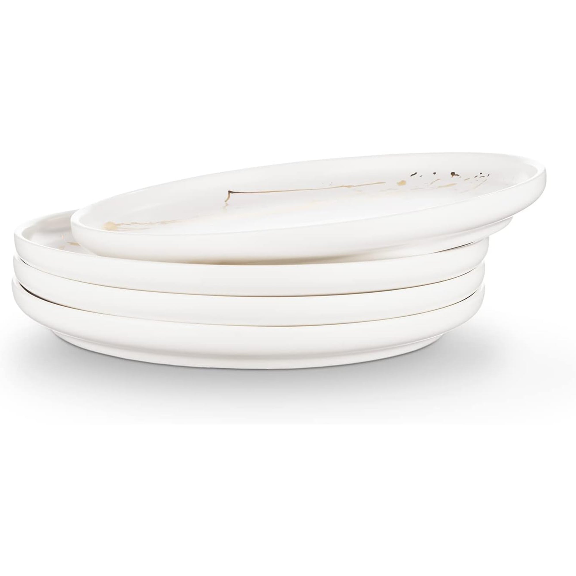 Stone Lain Zora Porcelain 4 Piece Salad Dinner Plate Set, Serving Dishes, White - VMInnovations