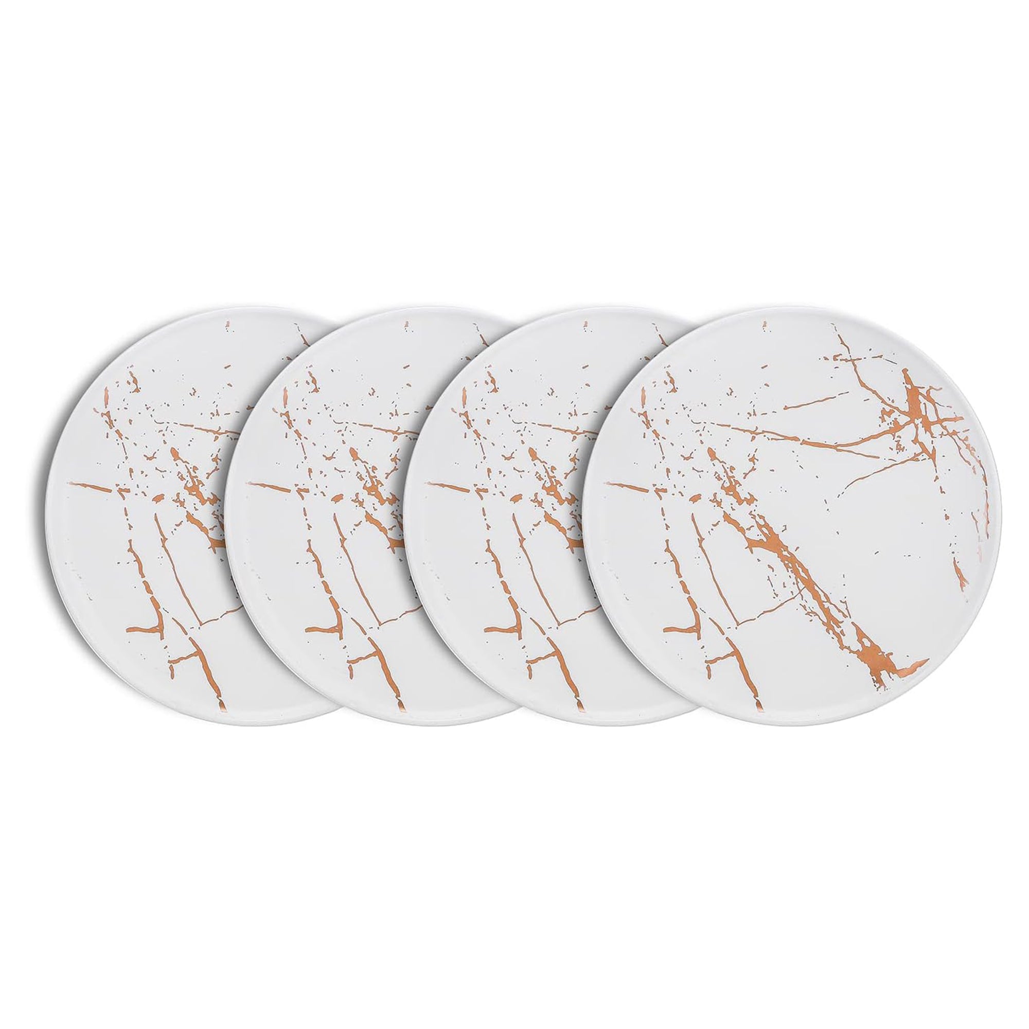 Stone Lain Zora Porcelain 4 Piece Salad Dinner Plate Set, Serving Dishes, White