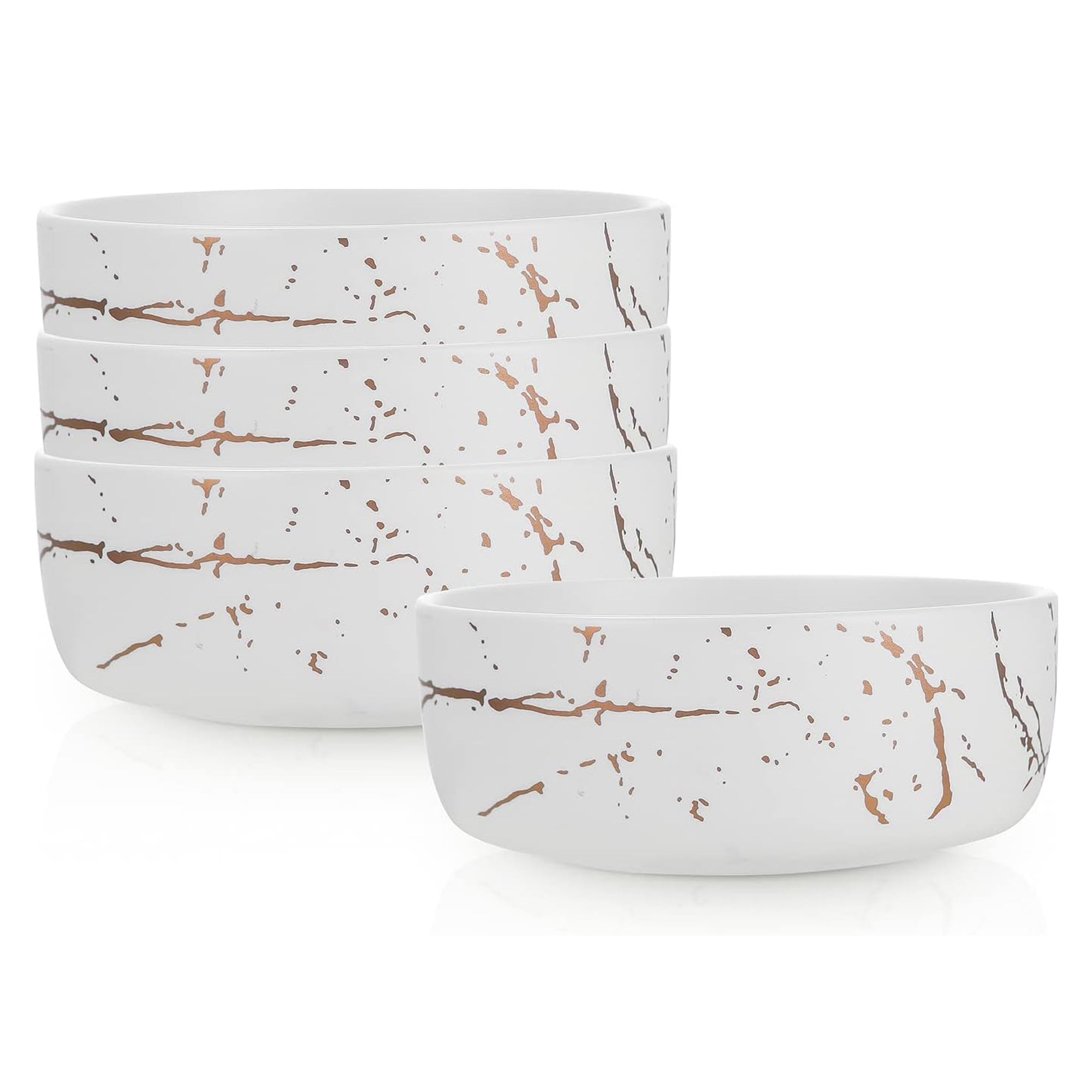 Stone Lain Zora Porcelain 4 Piece Bowl Set, Soup or Salad Serving Dishes, White - VMInnovations