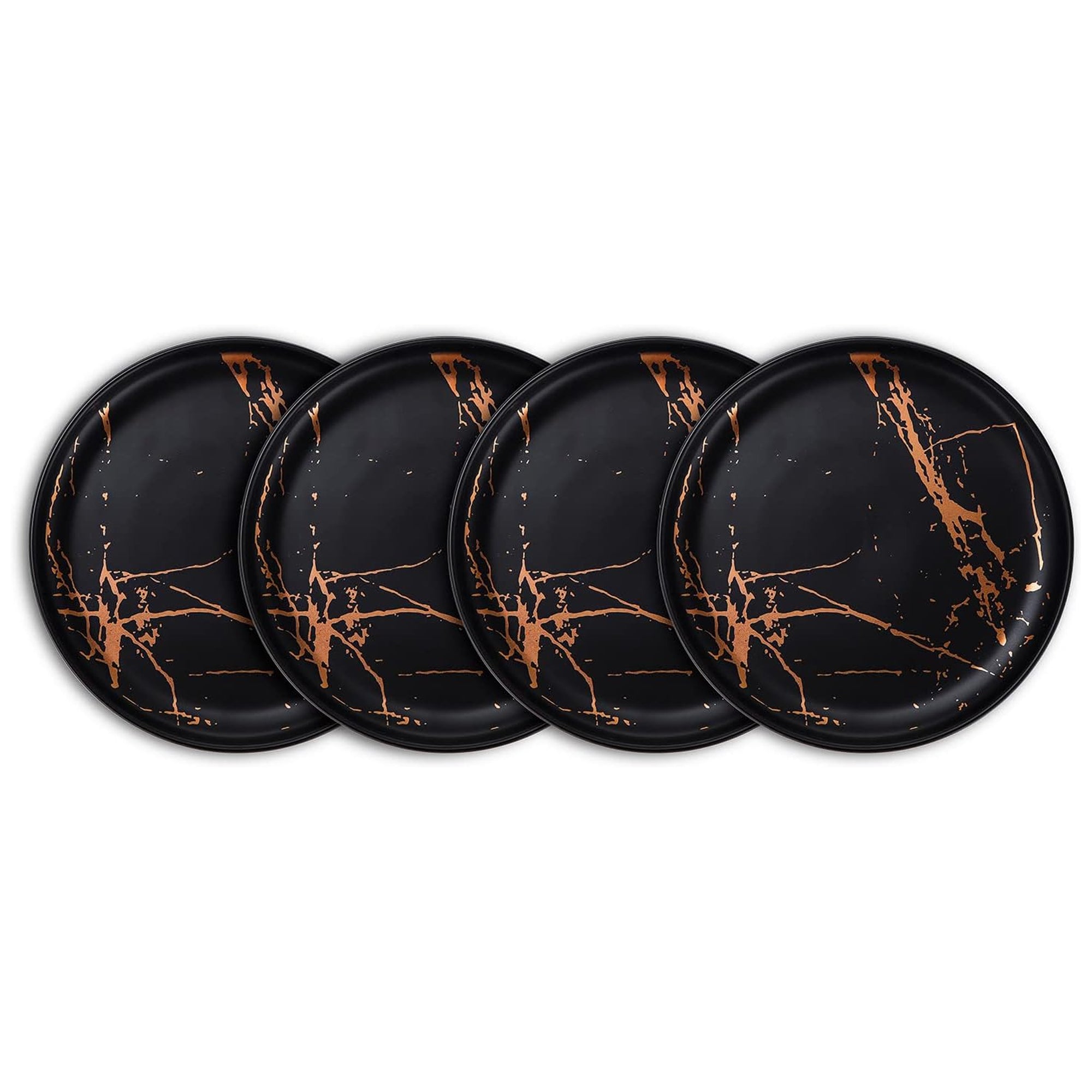 Stone Lain Zora Porcelain 4 Piece Dinner Plate Set, Serving Dishes, Black - VMInnovations