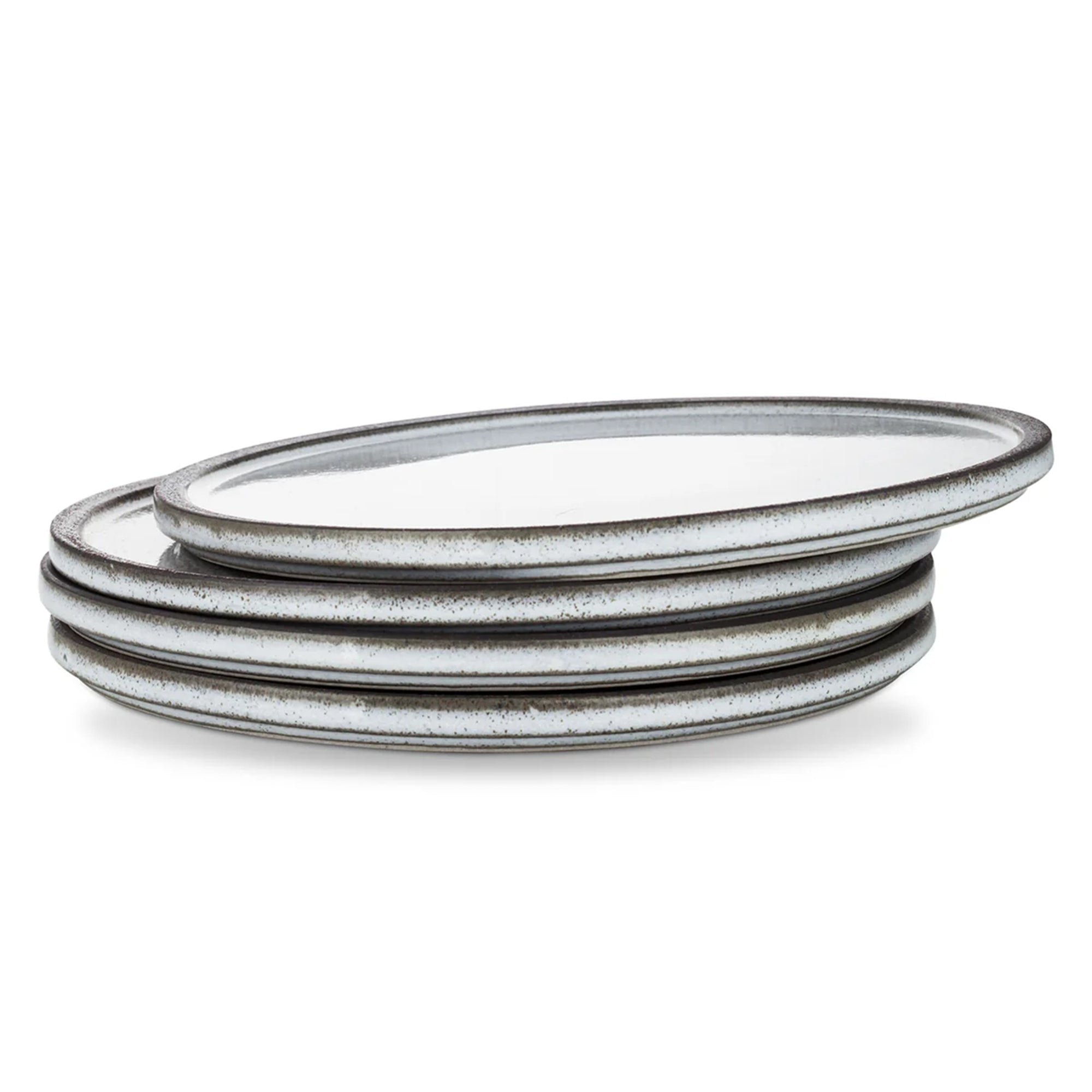 Stone Lain 4 Piece Vince Rustic Stoneware 11" Dinner Plate Set, Grey and White - VMInnovations