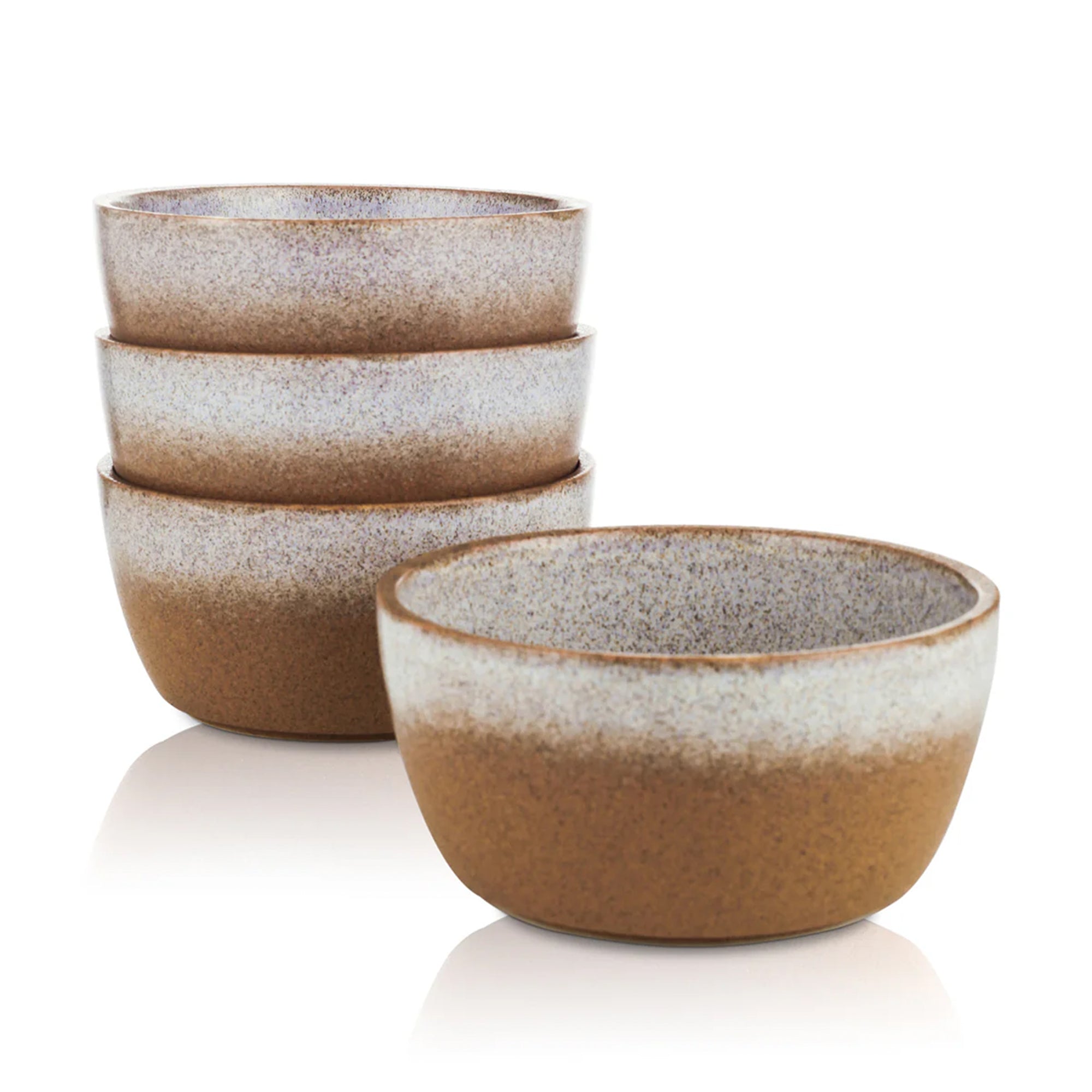 Stone Lain Vince 4 Piece Stoneware Bowl Set for Soups or Salads, Brown and White - VMInnovations