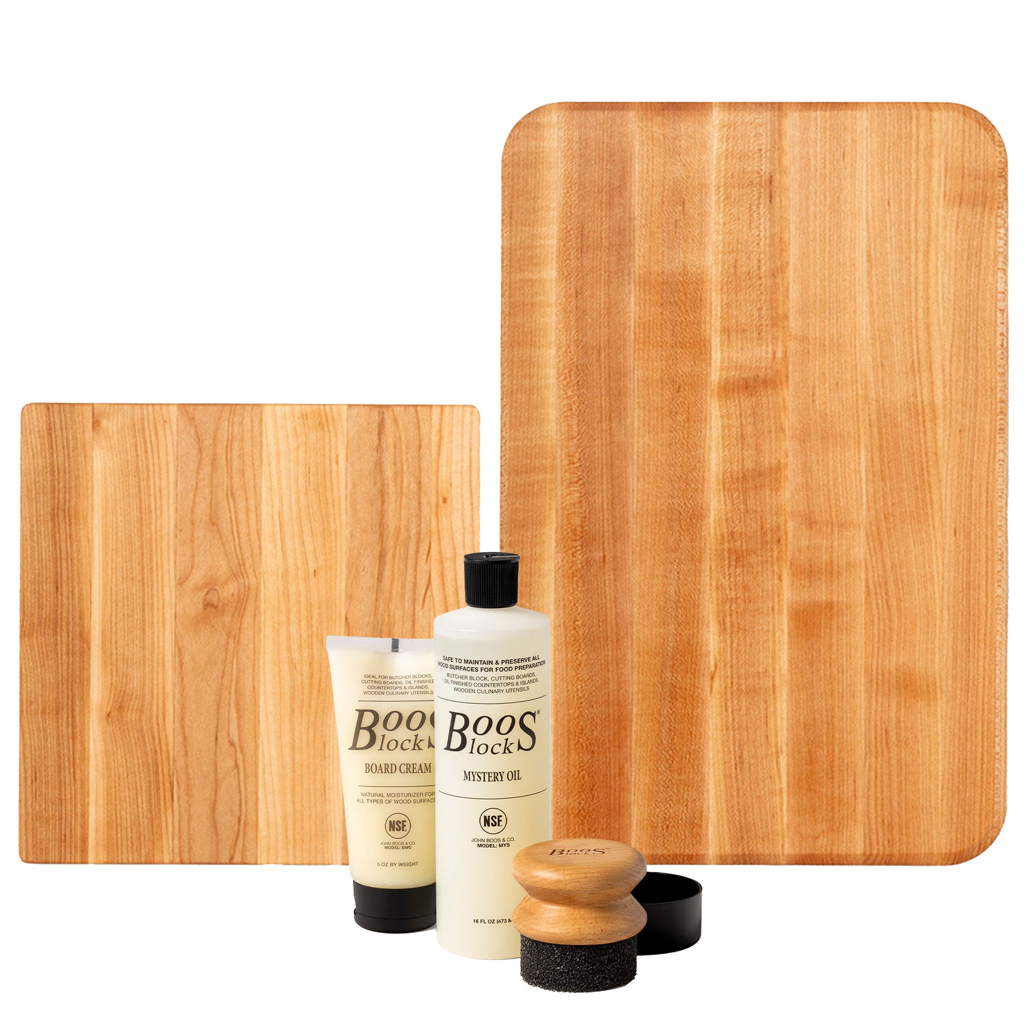 John Boos Chop N Slice Maple 10"x10" & 18"x12" Cutting Boards w/3 Piece Care Set - VMInnovations