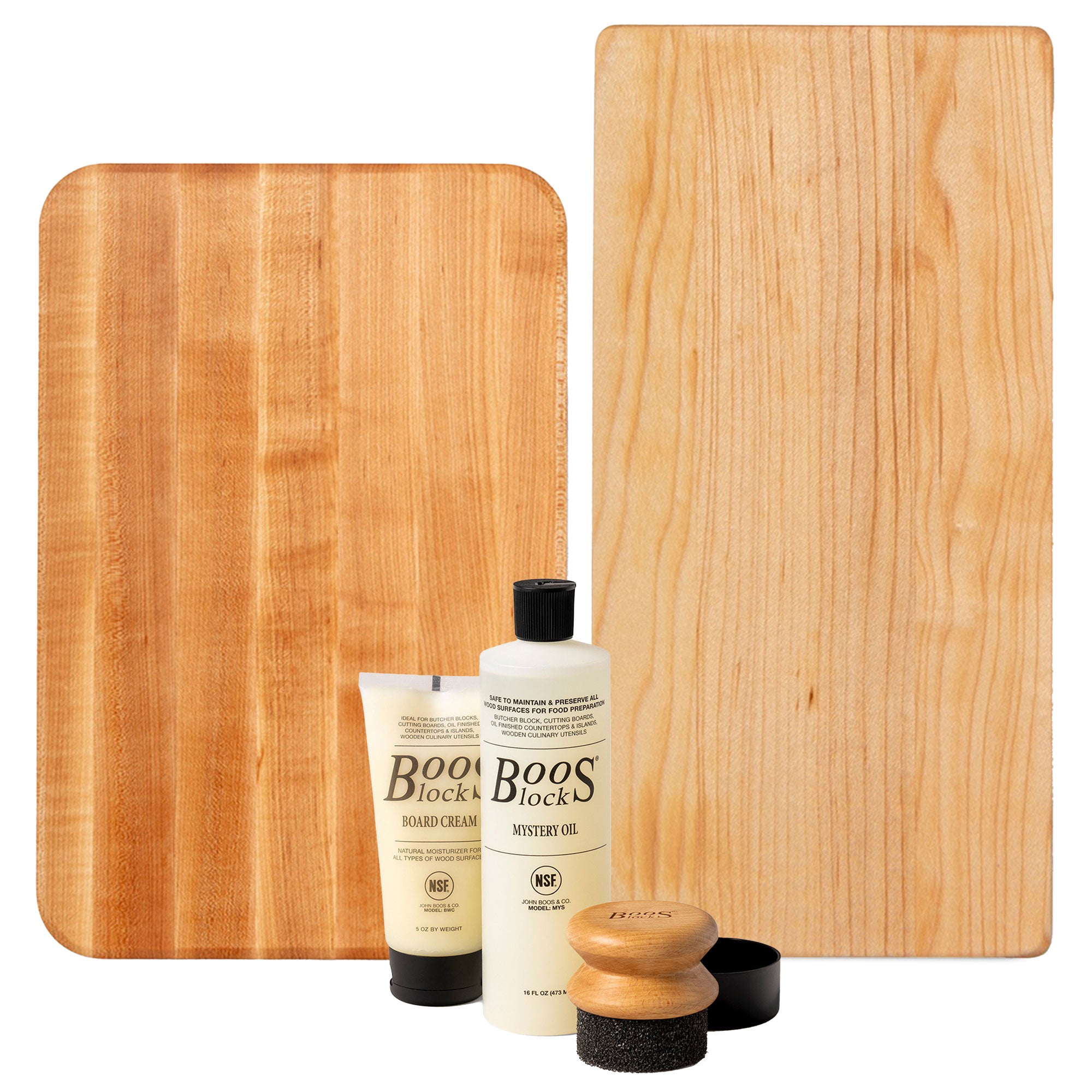 John Boos Chop N Slice Maple 18"x12" & 10"x5" Cutting Boards w/3 Piece Care Set - VMInnovations