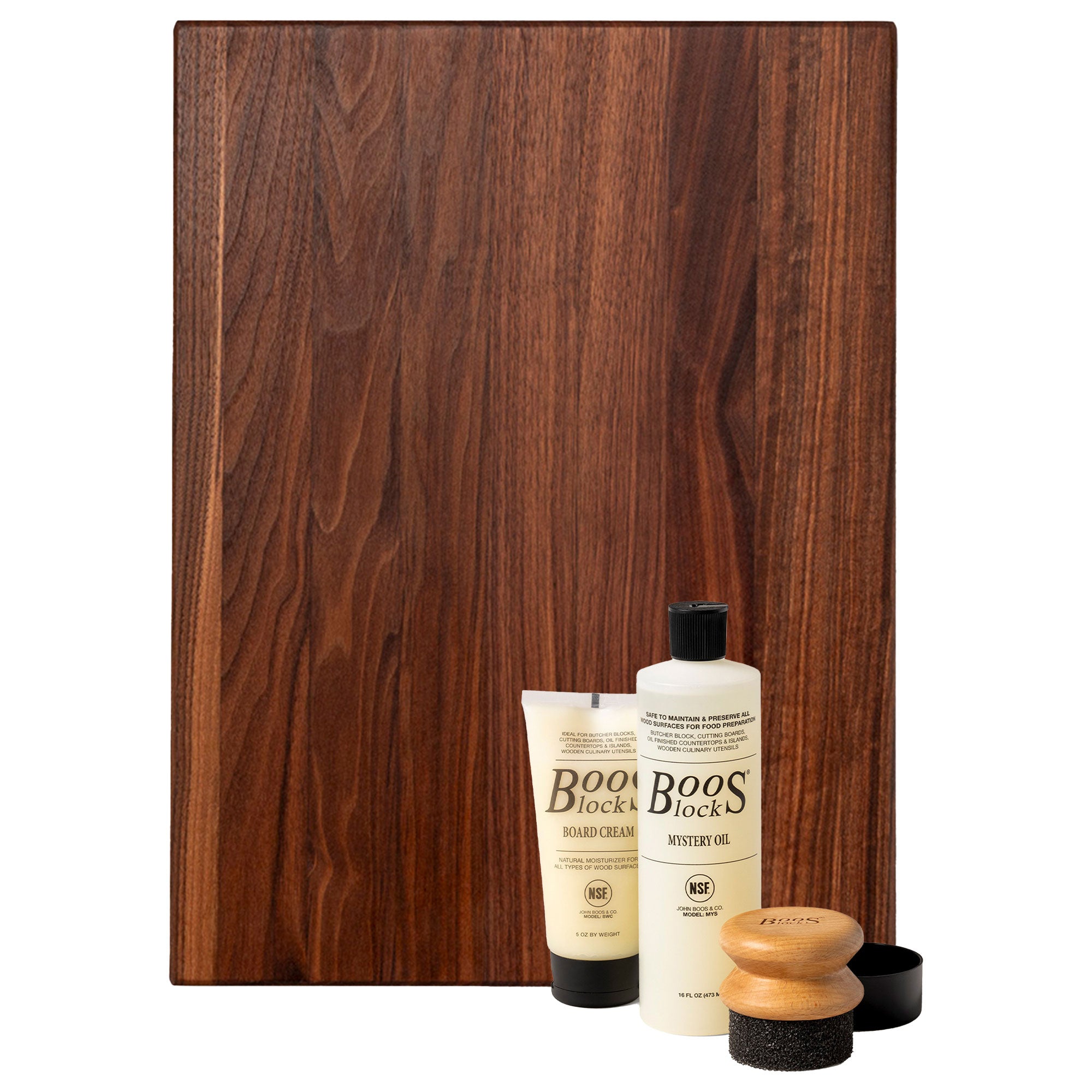 John Boos Walnut Wood Reversible Cutting Board w/ Care Oil, Cream, & Applicator - VMInnovations