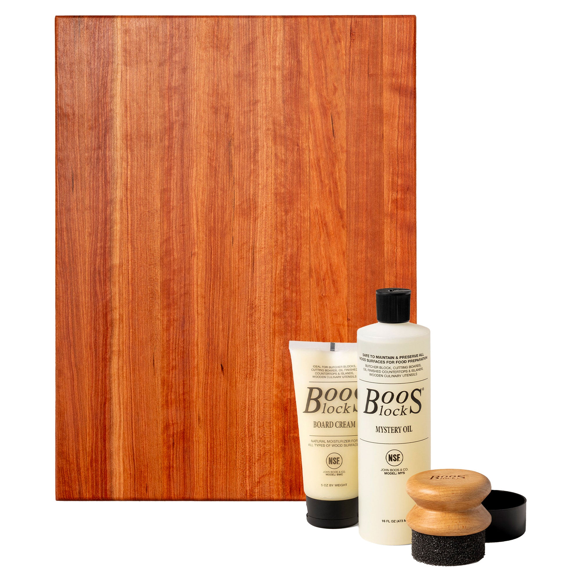 John Boos Cherry Wood Reversible Cutting Board w/ Care Oil, Cream, & Applicator - VMInnovations