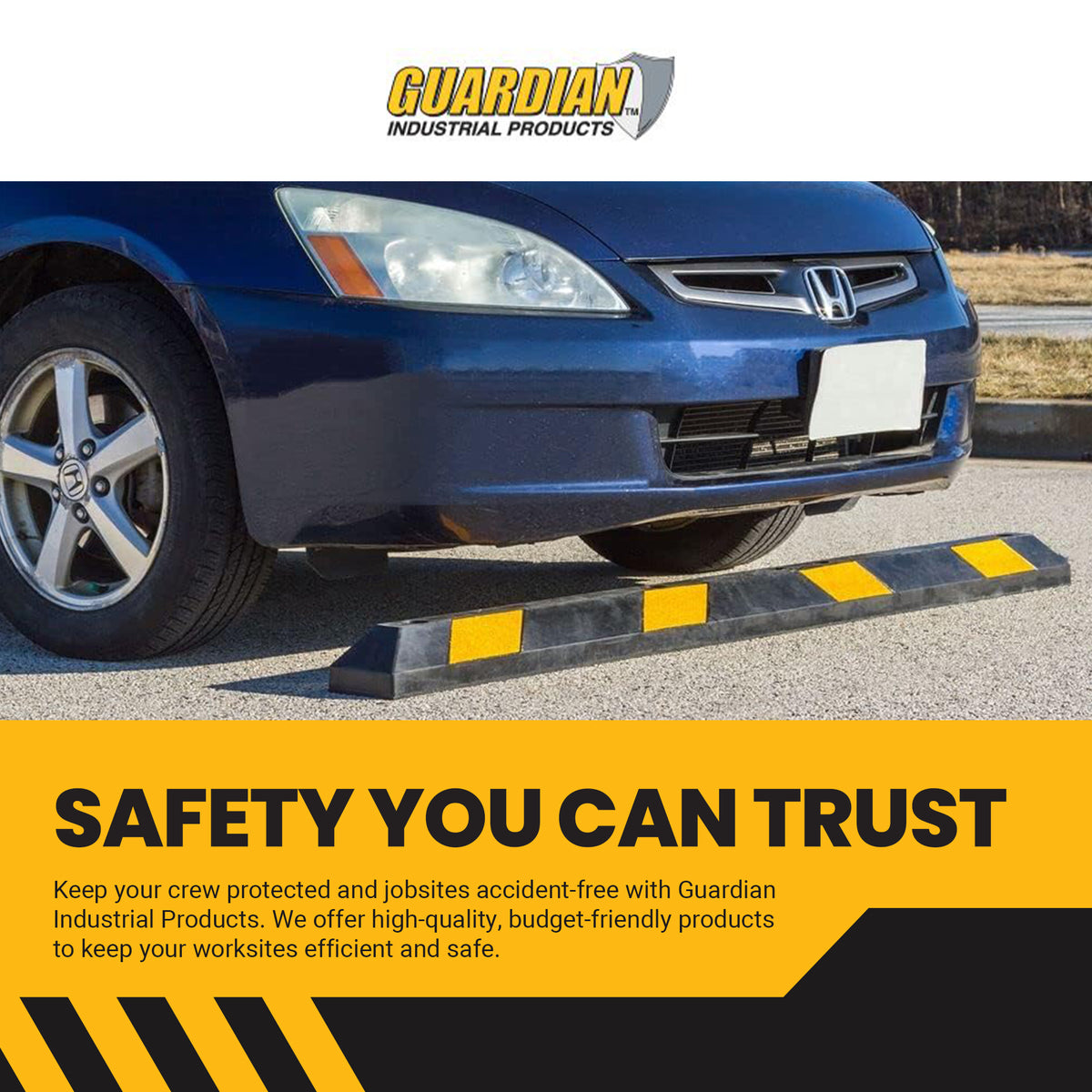 Guardian Parking Stop, 6Ft Rubber Curb with Mounting Holes, Black/Yellow, 2 Pack - VMInnovations