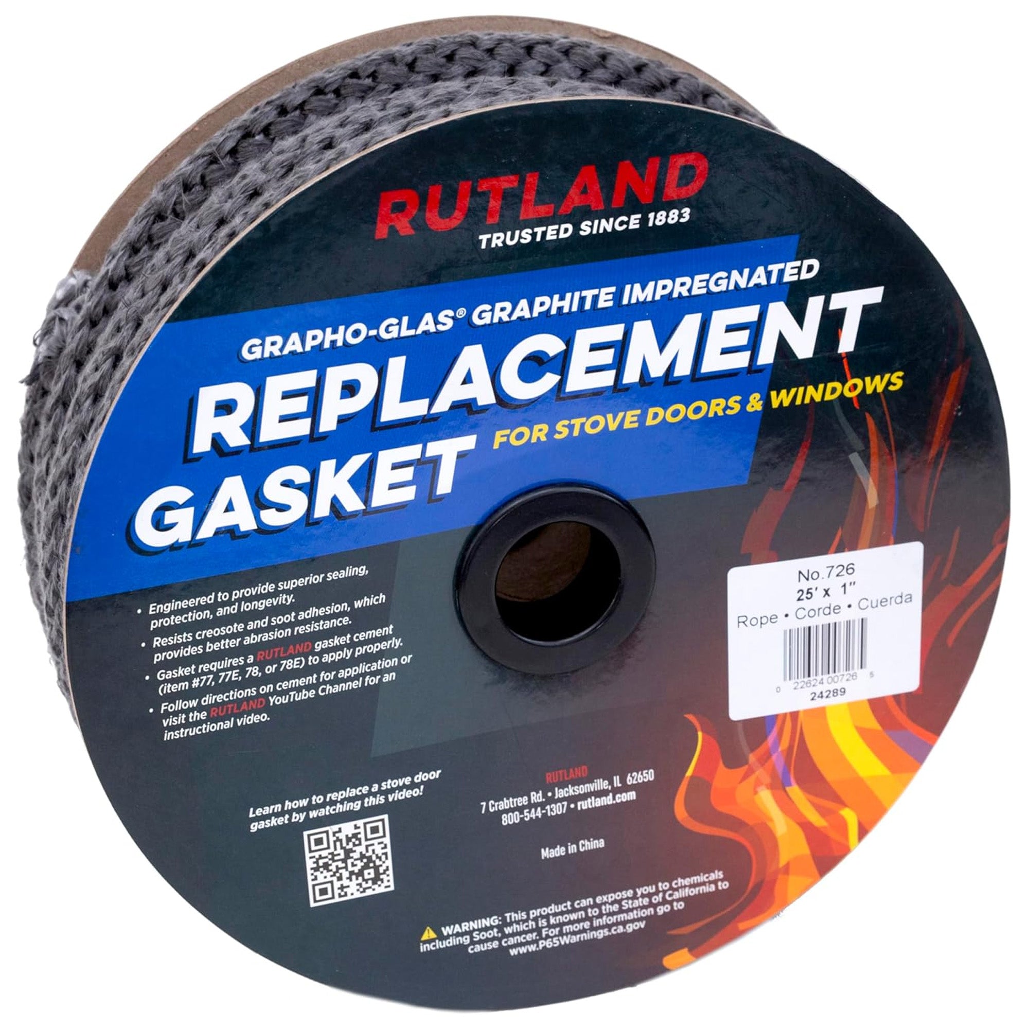 Rutland Grapho-Glas Graphite Impregnated Replacement Gasket Spool, 25-Inches