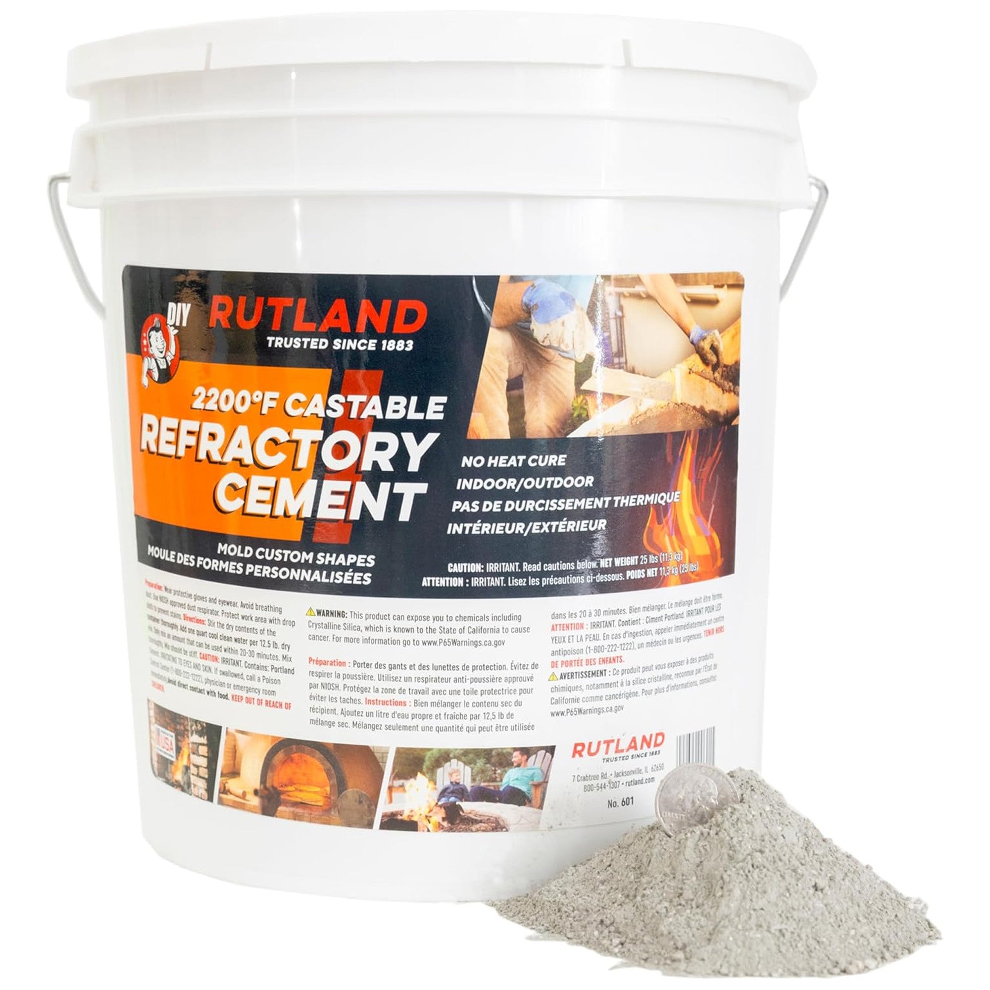 Rutland Castable Refractory Cement for High Temperature Fireplaces, 25 Pounds