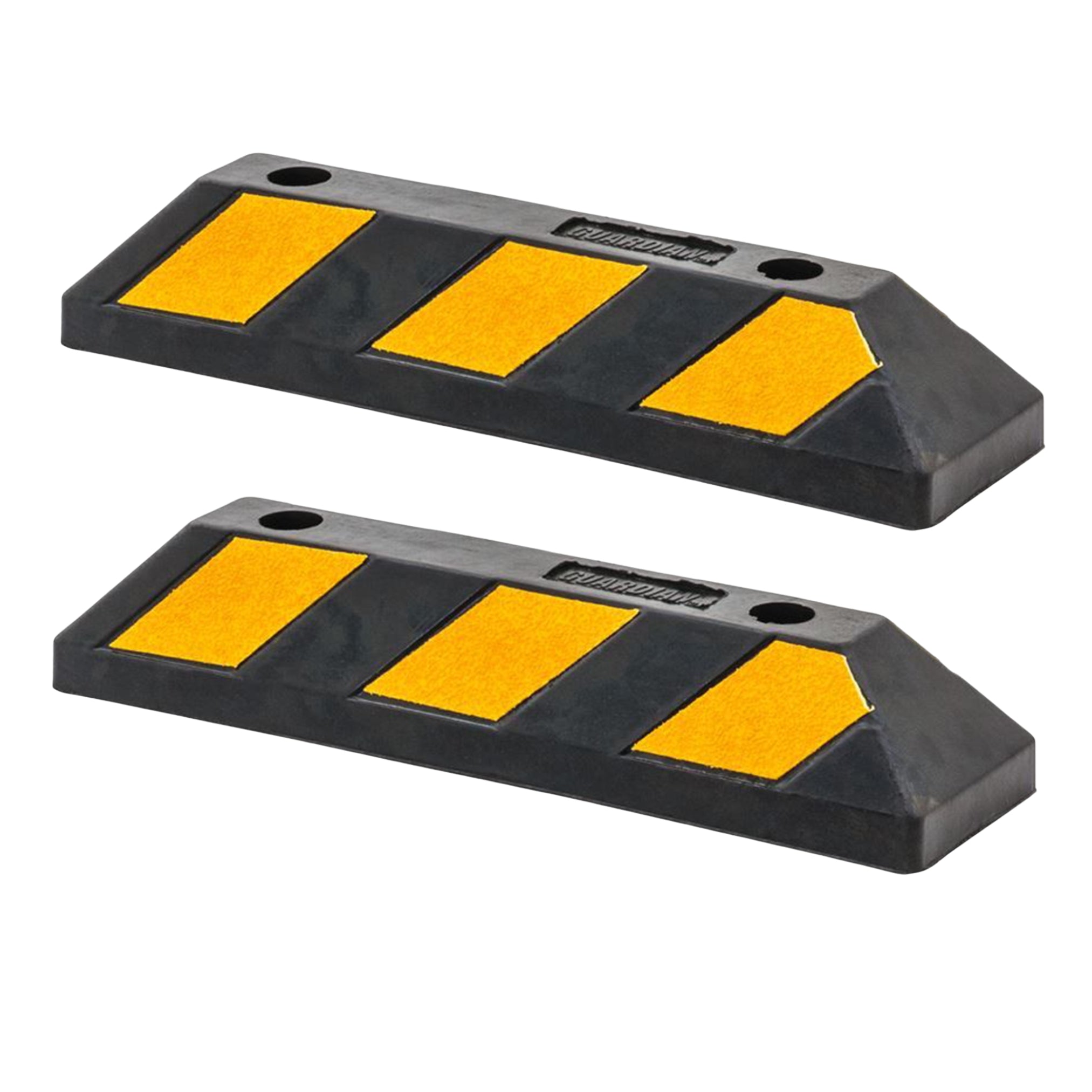 Guardian Parking Stop, 2Ft Rubber Curb with Mounting Holes, Black/Yellow, 2 Pack