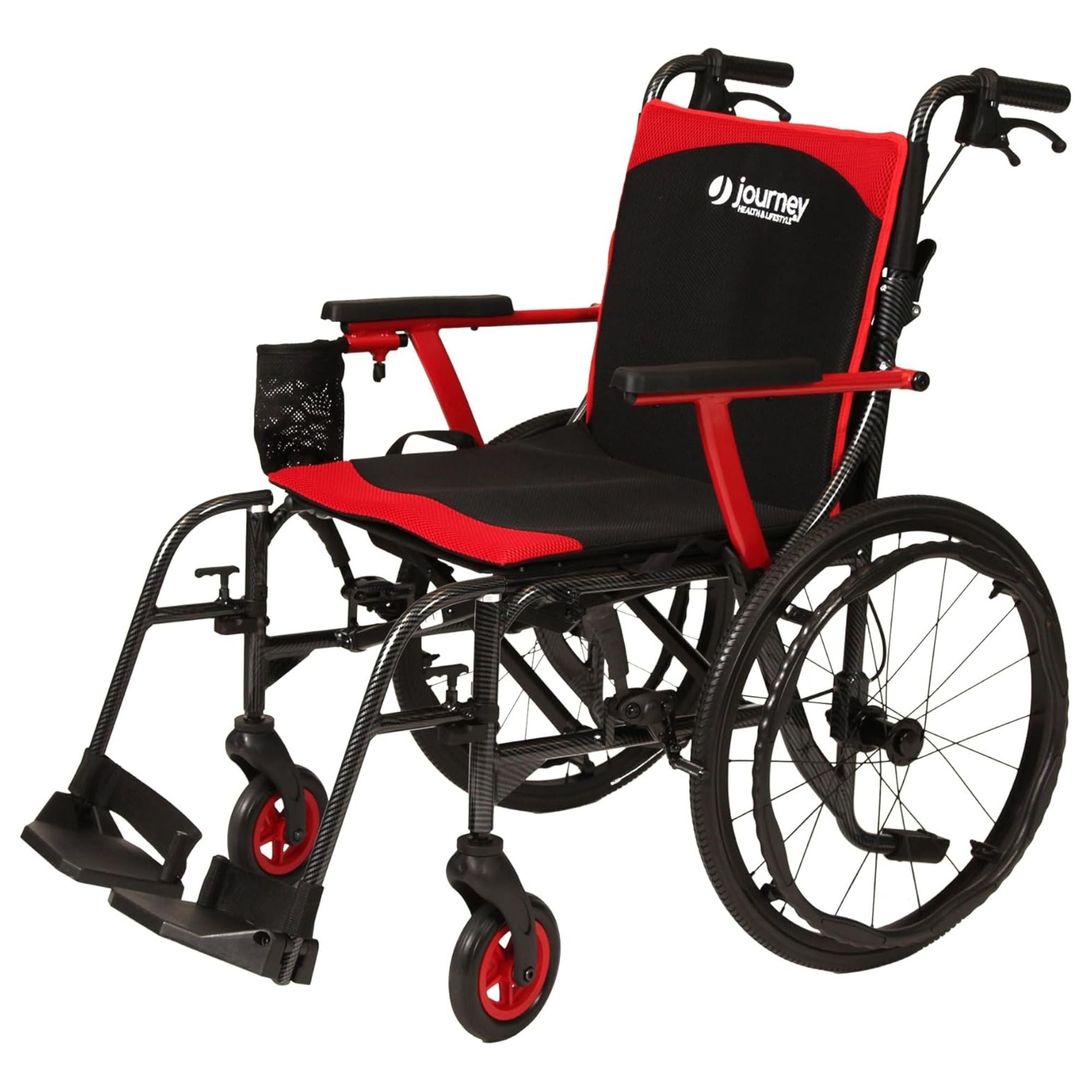 Journey SoLite C2 Ultra Lightweight Wheelchair, Foldable Manual Chair, Red - VMInnovations