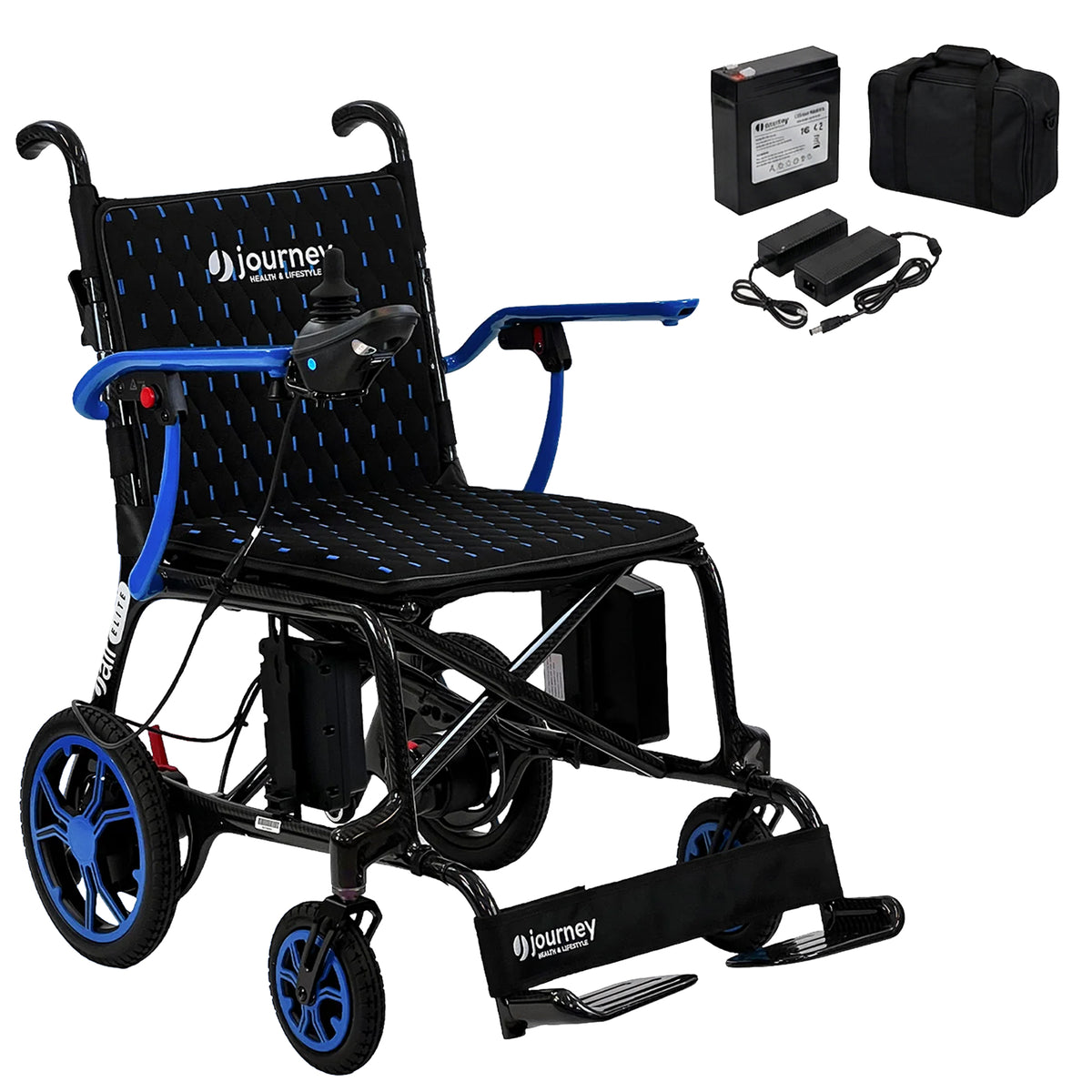Journey Air Elite Lightweight Foldable Electric Power Chair for Adults, Blue - VMInnovations