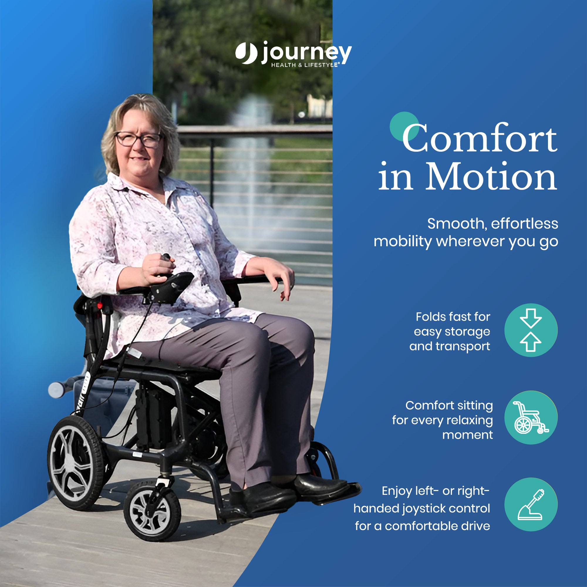 Journey Air Elite Electric Power Chair, Lightweight Foldable Powered Wheelchair - VMInnovations