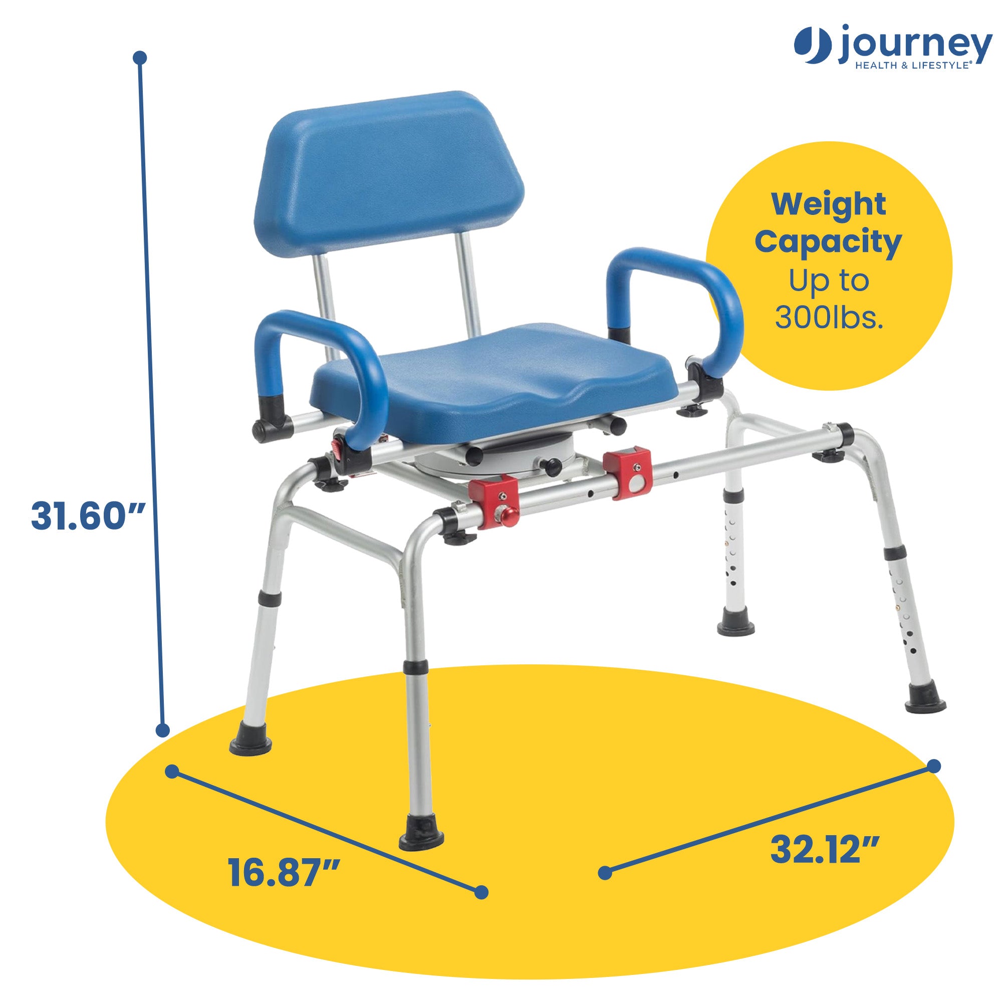 Journey 360 Degree Rotating Transfer Bench, SoftSecure Chair to Bathtub Seat