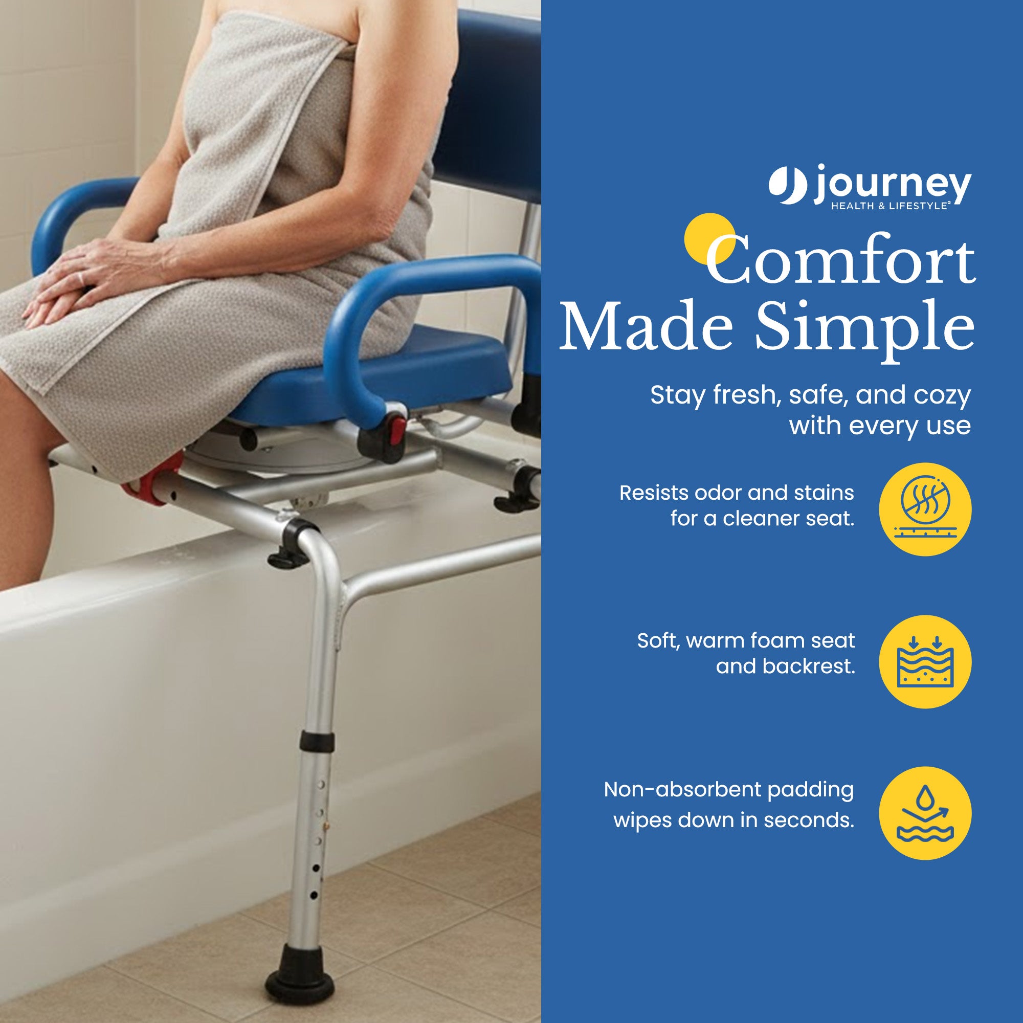 Journey 360 Degree Rotating Transfer Bench, SoftSecure Chair to Bathtub Seat