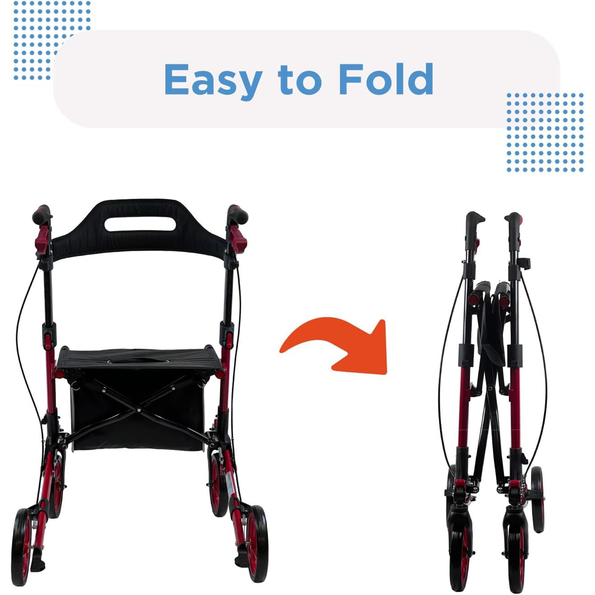 Journey UPWalker Breeze Traditional Rollator Walker with Seat for Adults, Blue