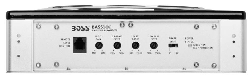 BOSS BASS800 8" 800W Low Profile Amplified Subwoofer Sub +Boss KIT2 8 Ga Amp Kit