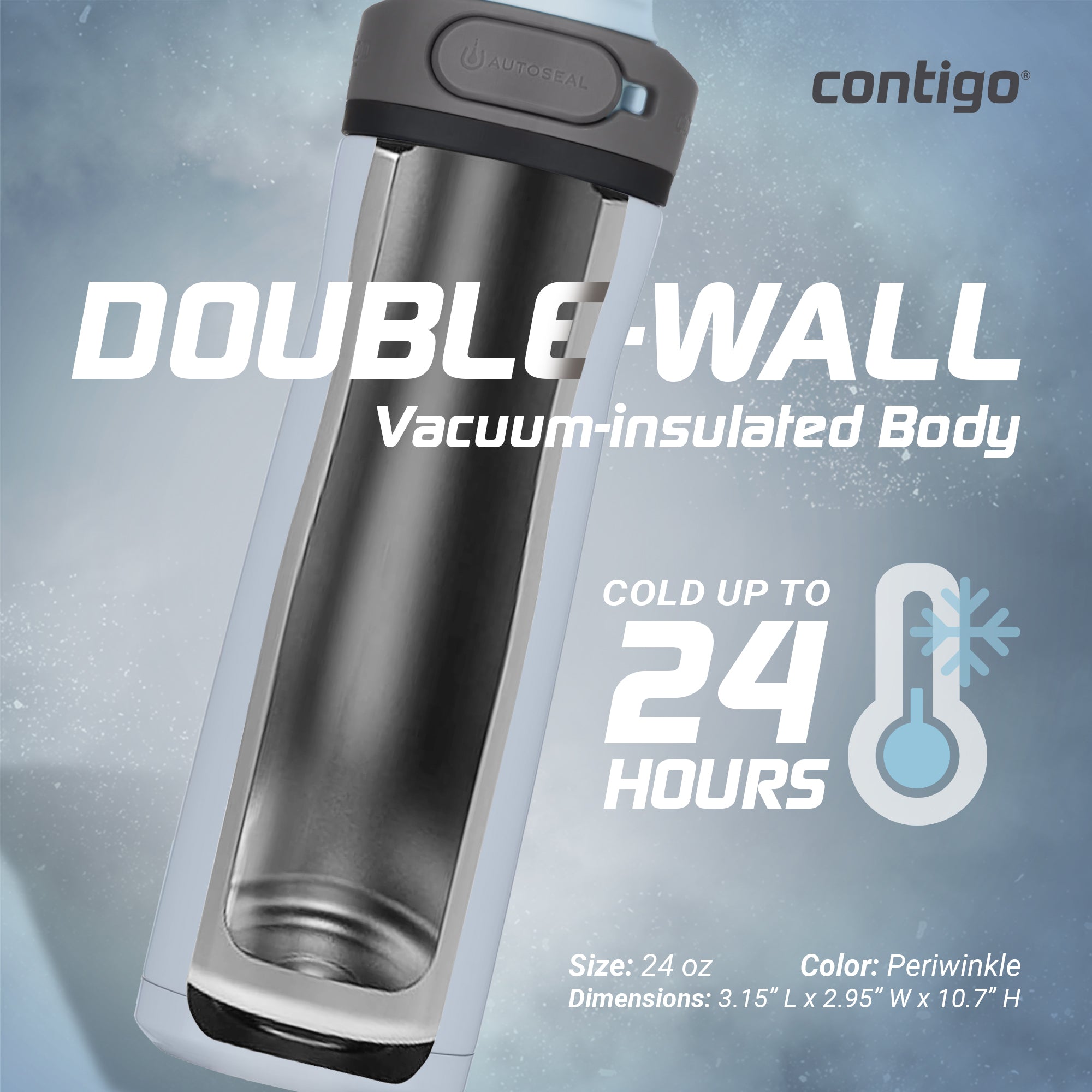 Contigo Cortland Chill 2.0 Stainless Steel Water Bottle with AUTOPOP Lid, 24 Oz