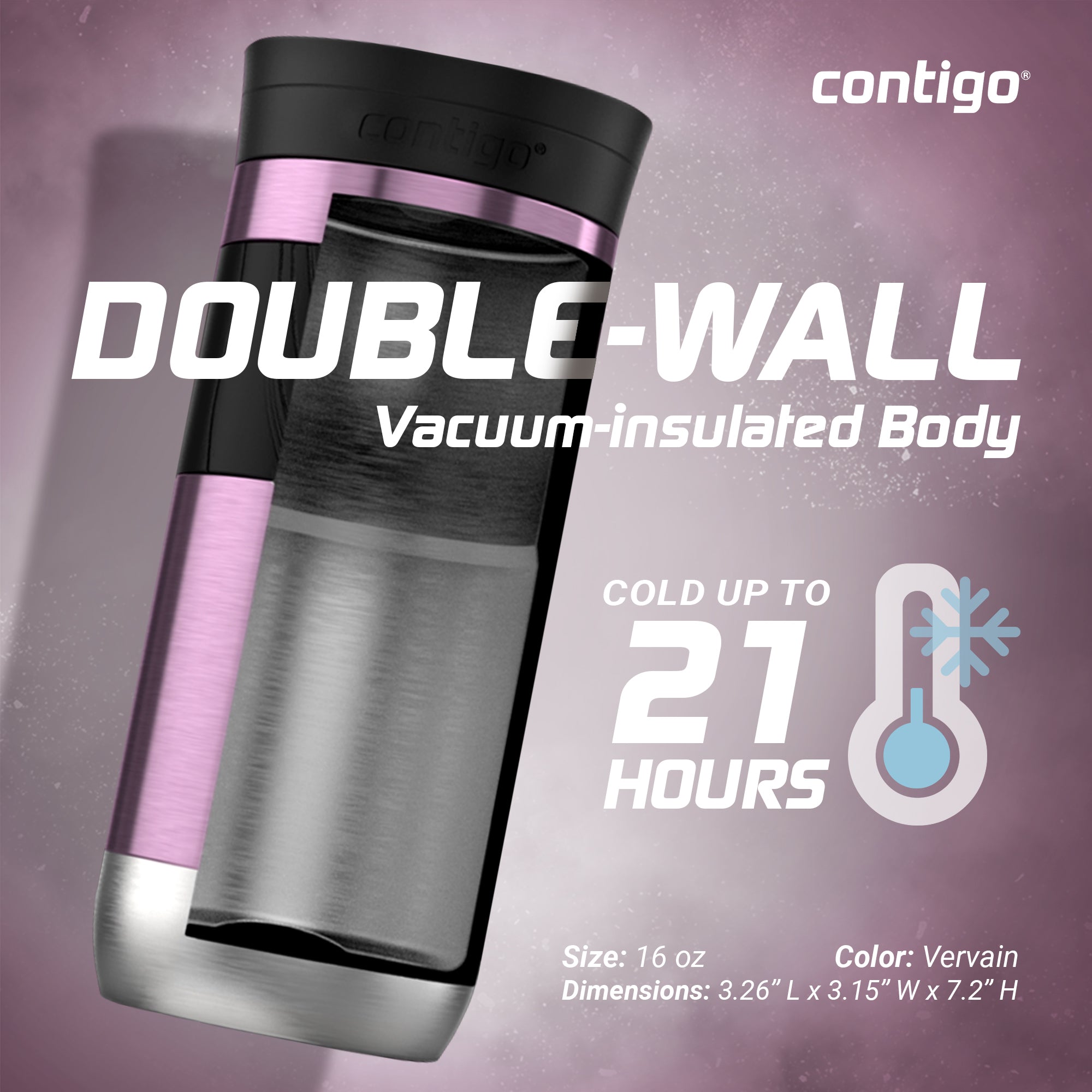 Contigo Byron 2.0 Stainless Steel Travel Mug with SNAPSEAL Lid & Grip, 16 Ounces