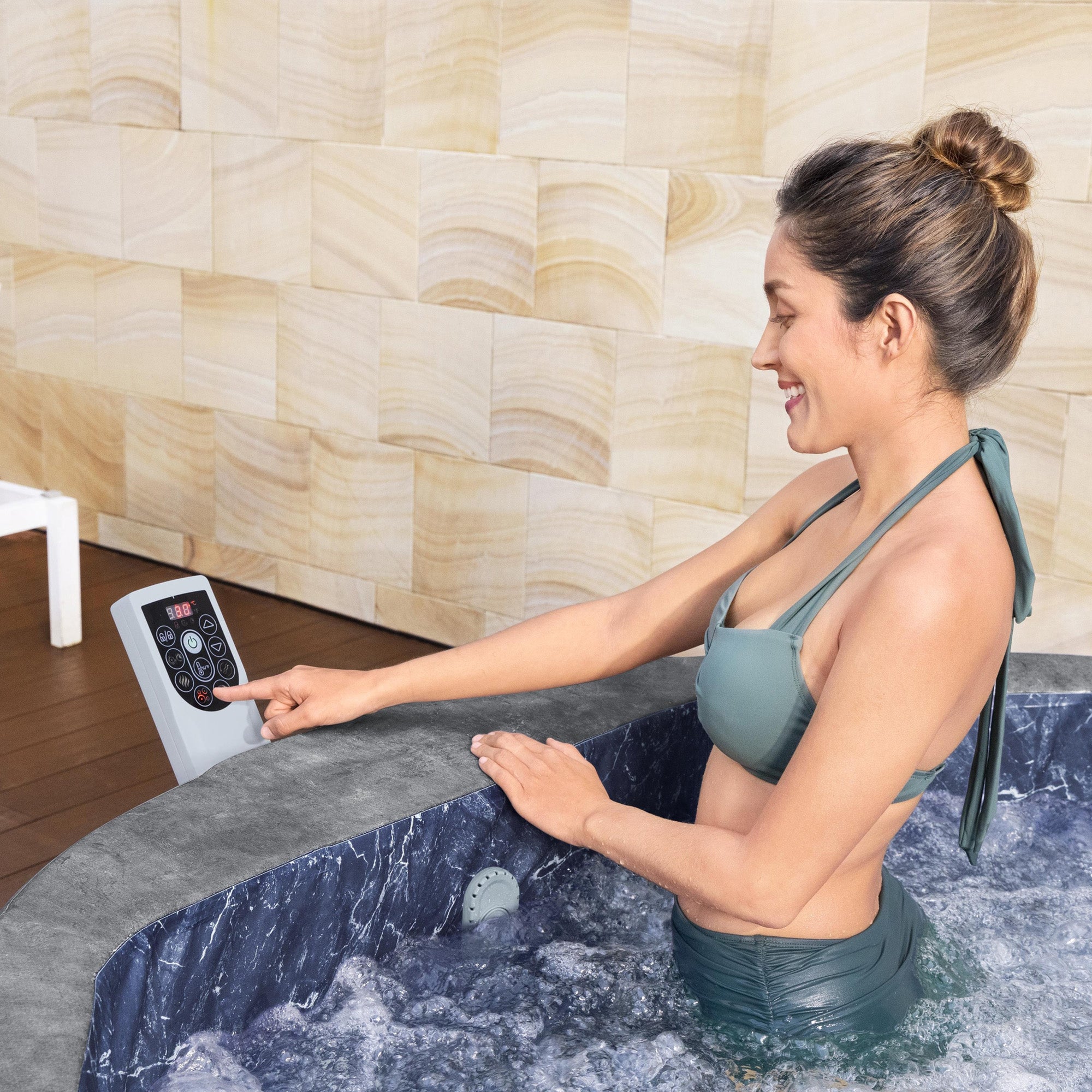 Bestway SaluSpa Carrara 4-6 Person Inflatable Hot Tub,Round Energy-Efficient Spa